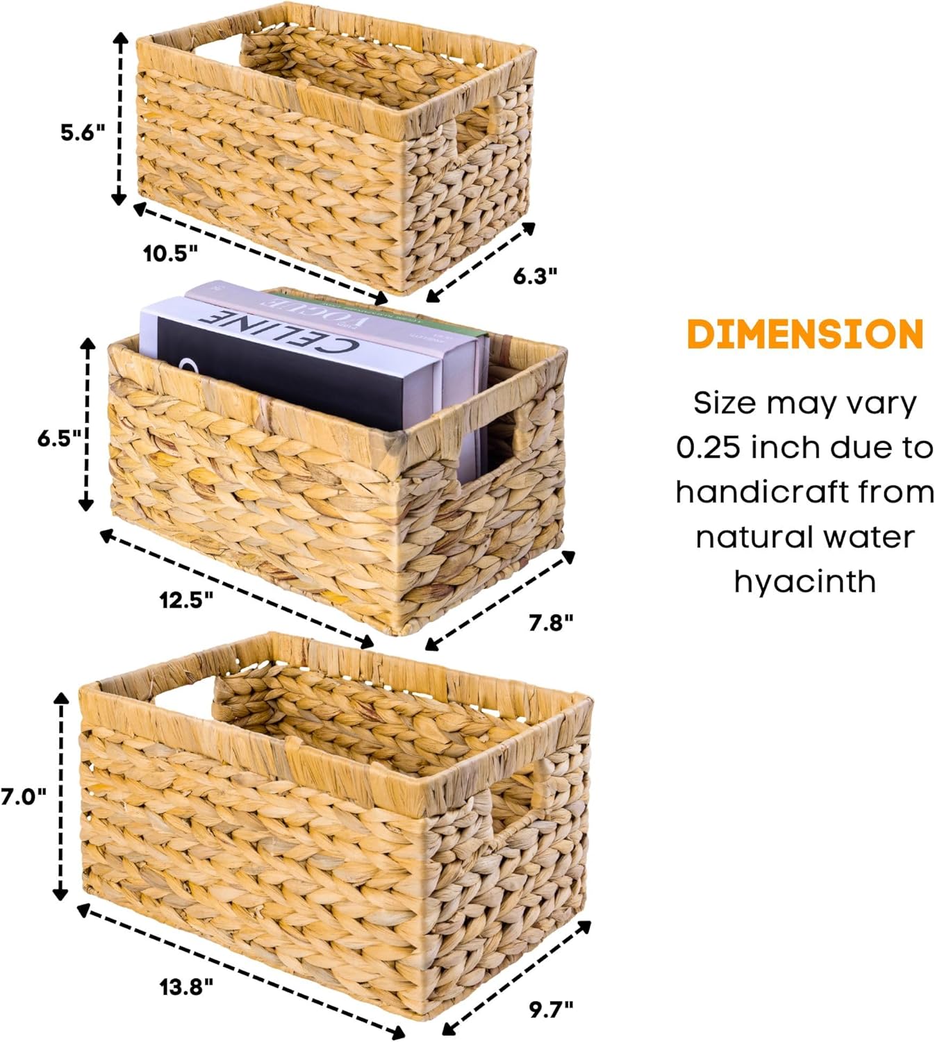 Wicker Storage Baskets / Combo 2 Sets SML / Set of 6