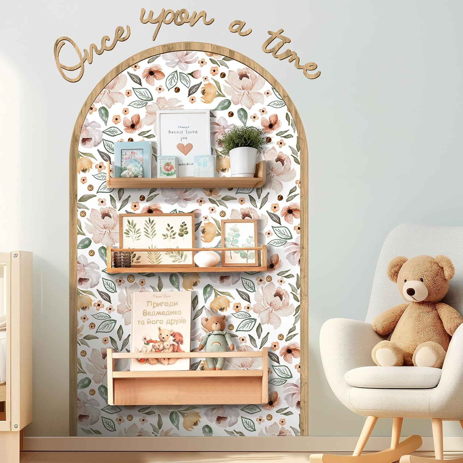 Flower Arch Wall Decals Peel and Stick Floral Stickers Once Upon a Time Floral Arch Decals / 60 x 35