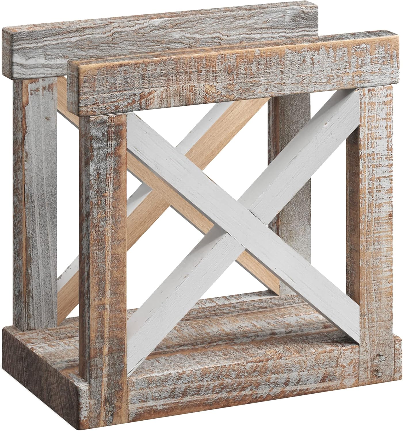 Farmhouse Napkin Holder / White/brown