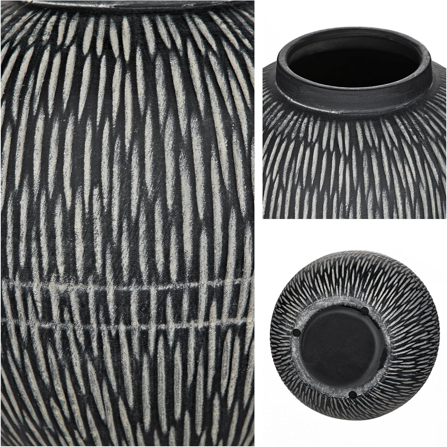 7" Short Rustic Vase / 7" Dark Grey
