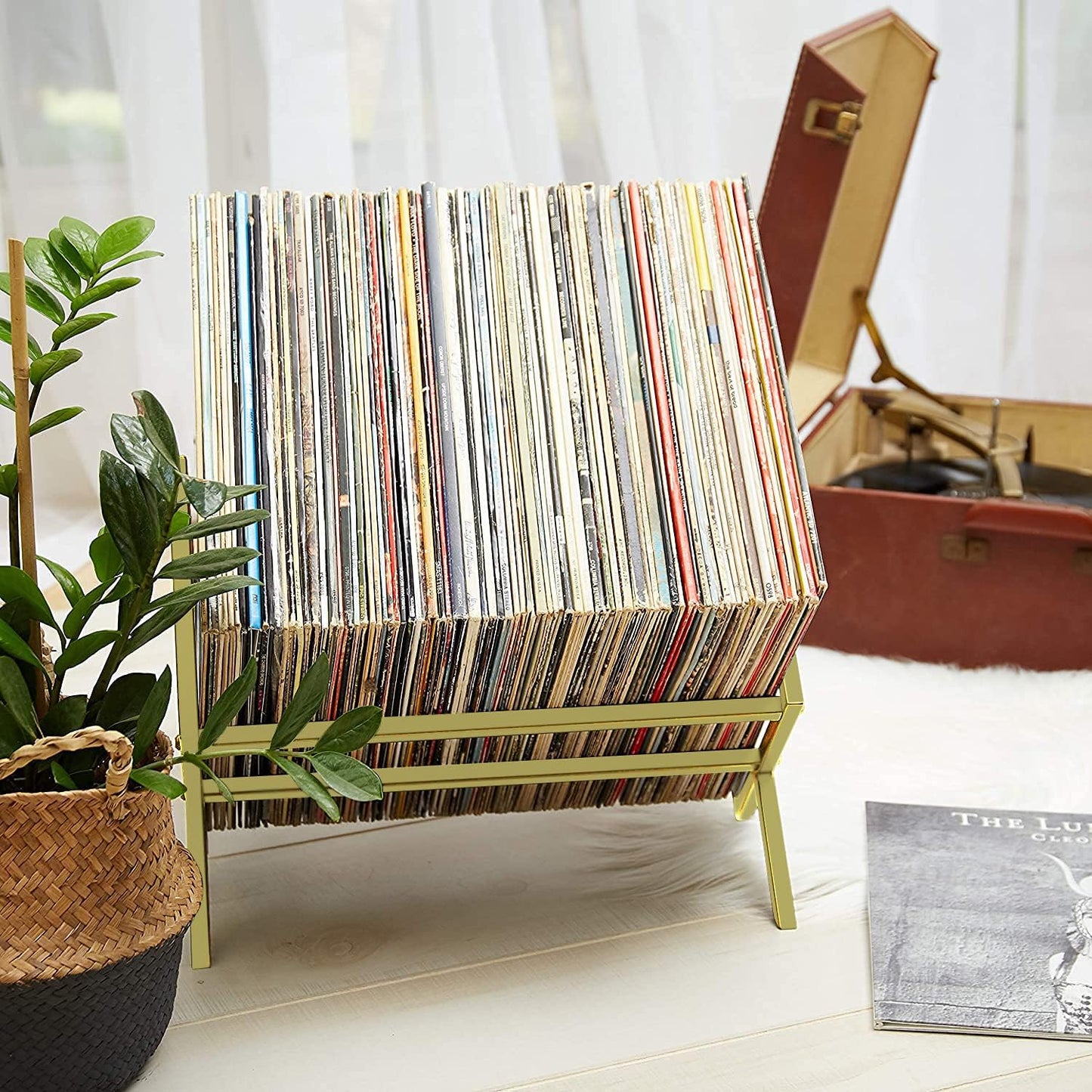 MODERN VINYL Record Storage Holder - Vinyl Record Holder Stand 80-100 LP - Vinyl Record Storage RacK - Quick Assebmly