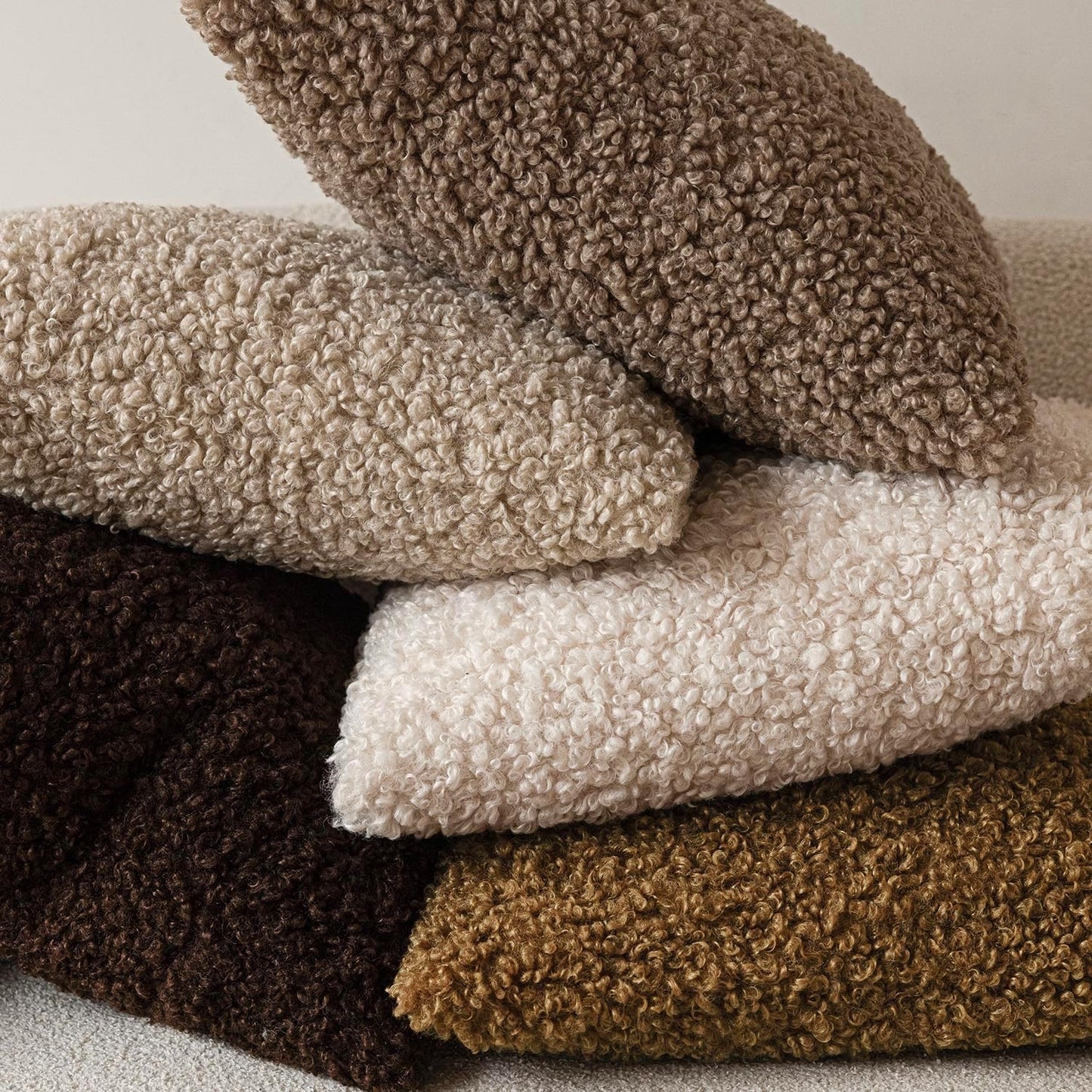 Faux Fur Throw Pillow Cover Accent Sherpa Furry Pillow / 18 x 18 / Chestnut / Brown / Set of 2