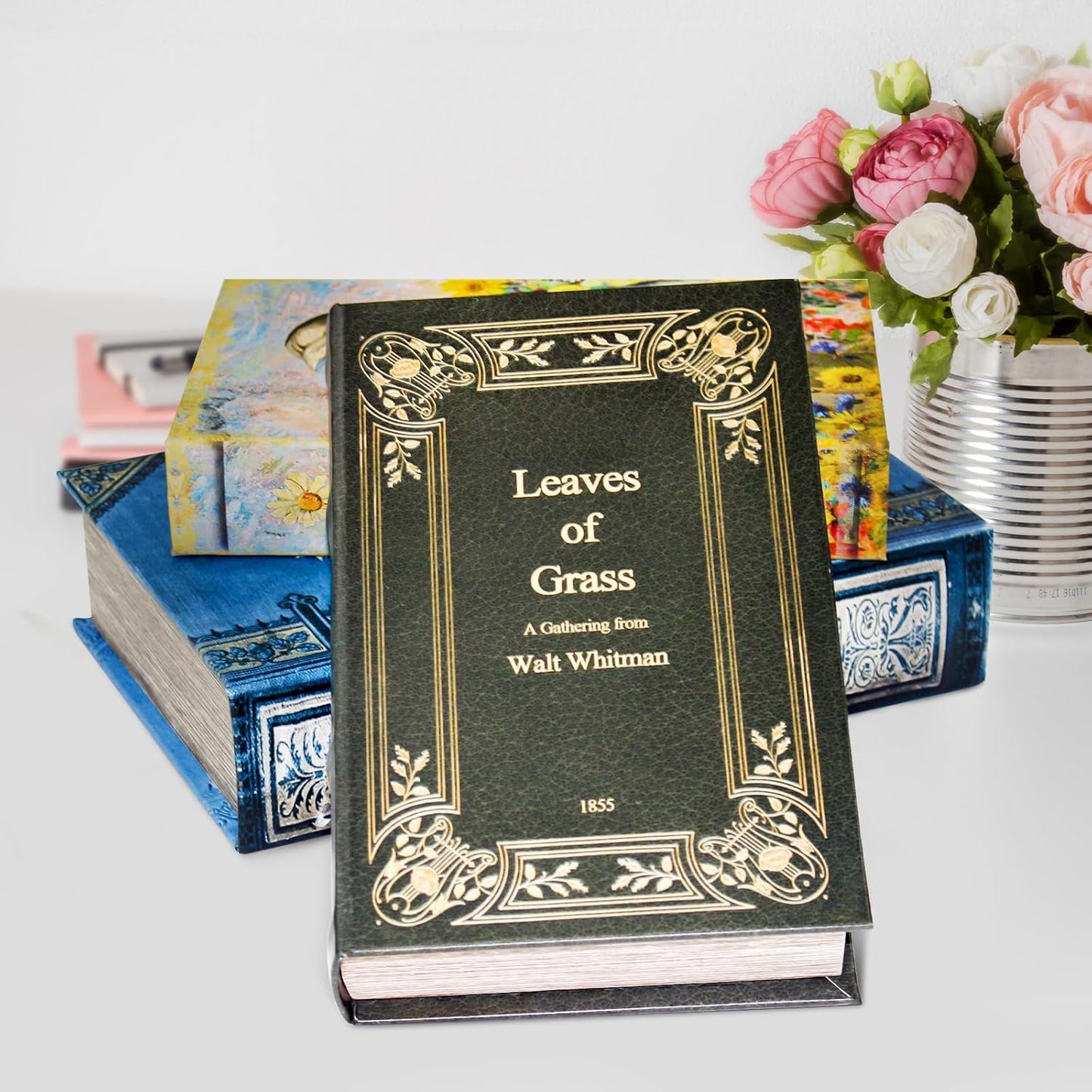 Fake Book Box Decorative Storage Box Faux Wood / Literary Works - Green