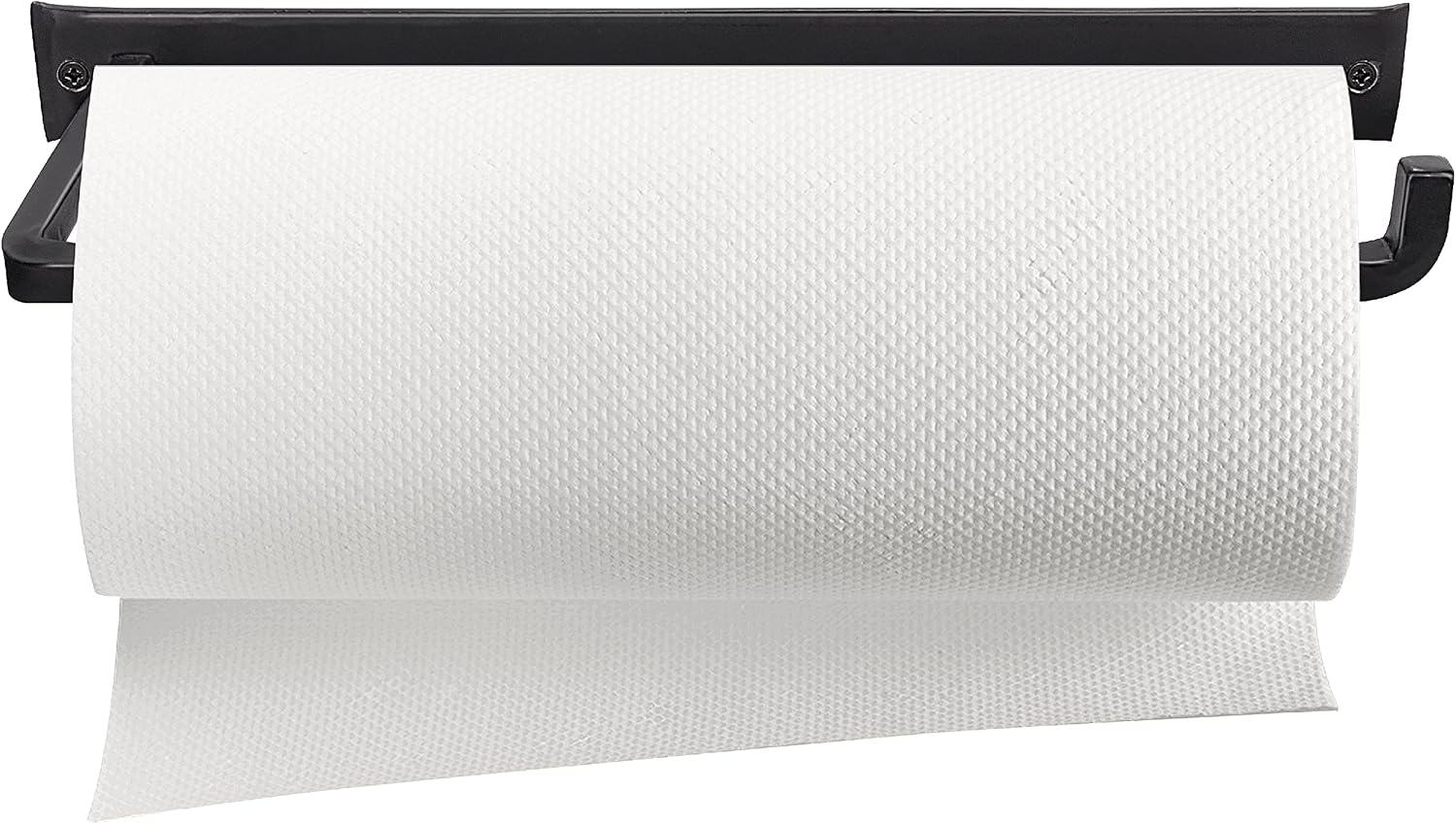 Wrought Iron Paper Towel Holder, Black, 13.7 x 4.5 x 1.5 inch | Wall mount metal paper towel rack for kitchen, sturdy