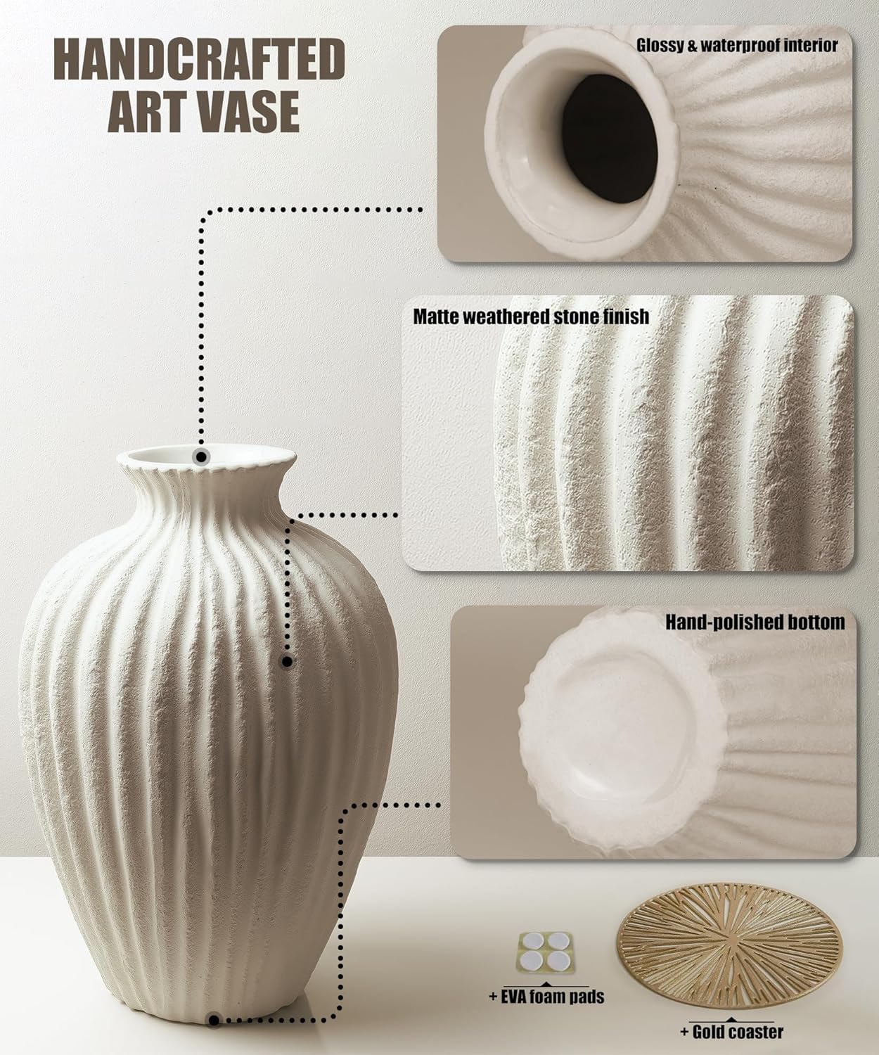 Handmade Ceramic Decorative Vase / Large / White