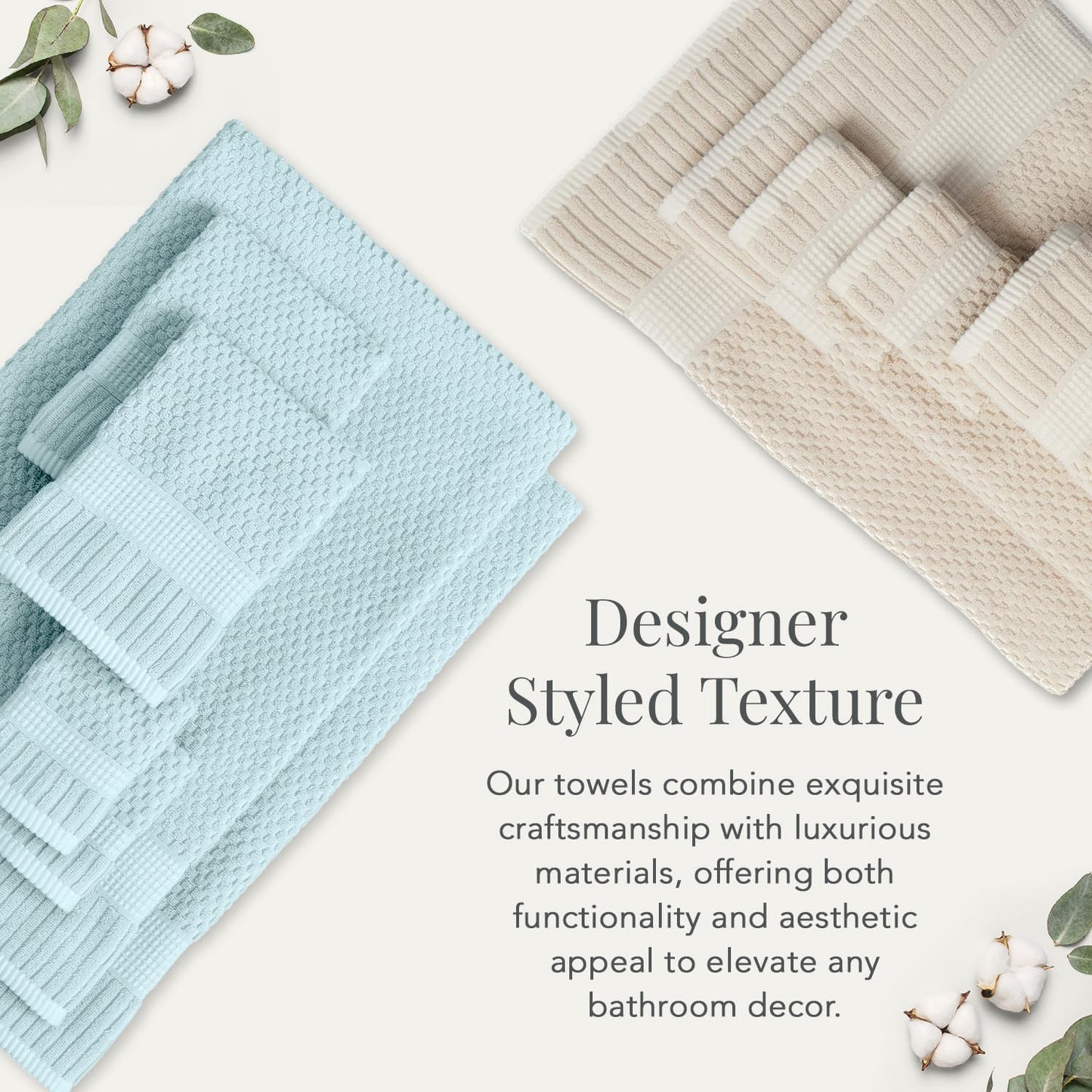 NY Loft 100% Cotton 6-Piece Bath Towel Set | Seafoam | Oeko-TEX | Quick-Dry | 30" x 52" Bath Towels | 16" x 28" Hand