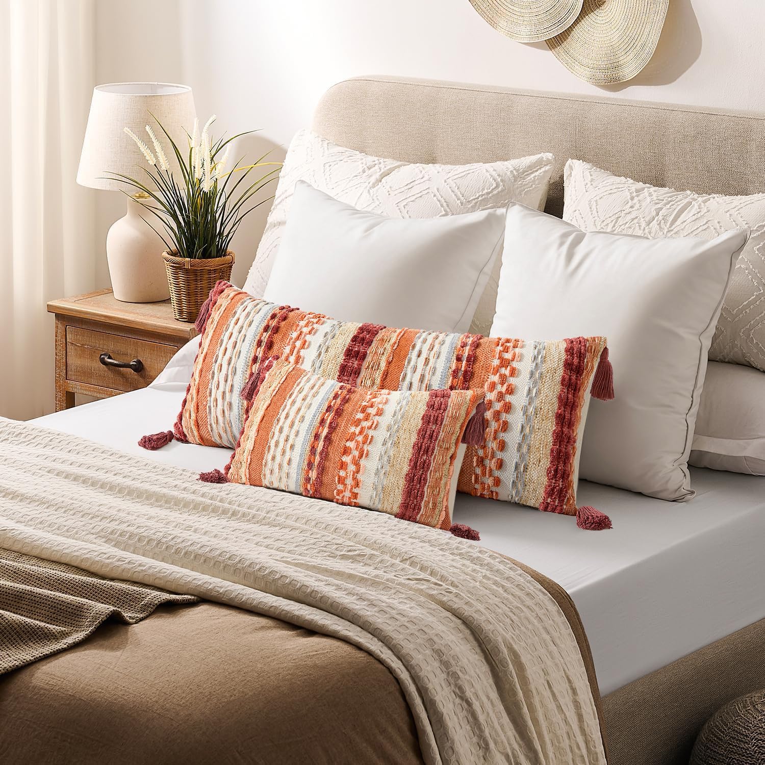 Kevin Textile Long Lumbar Pillow Cover Fall Boho Decorative Rectangle / 36 x 14 / Burnt Orange