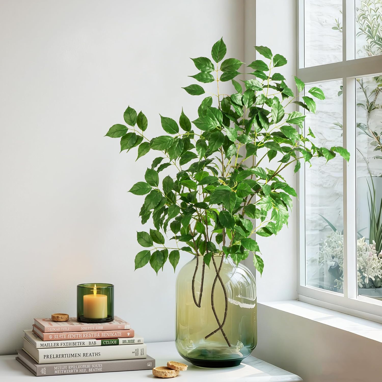 Fake Plants Faux Eucalyptus Stems Artificial Greenery Stems / Green-rsy4 / 31.5 Inch / Set of 4