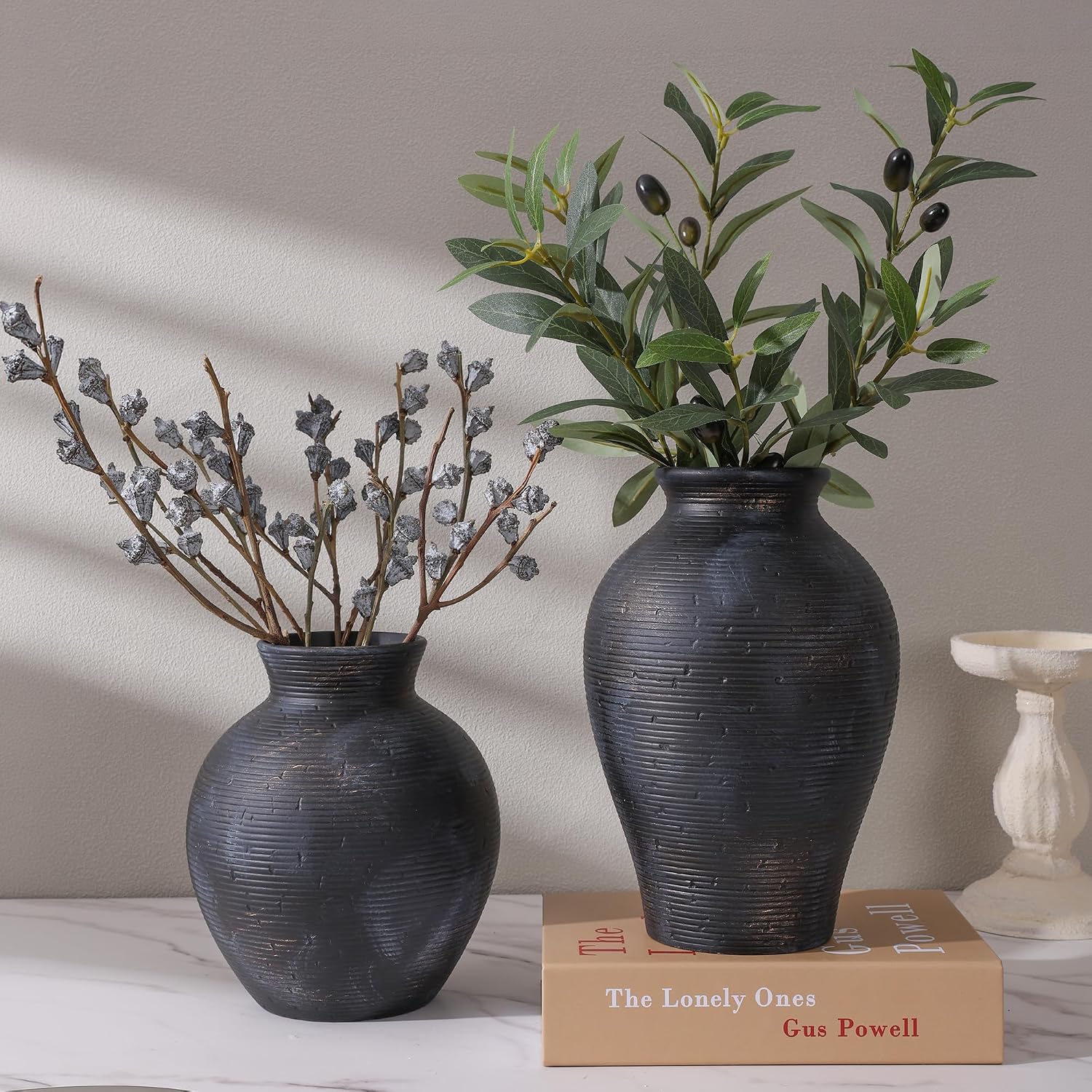 Ceramic Flower Vase Home Decor / 7.4 In - Black Gold / 7.4 Inch