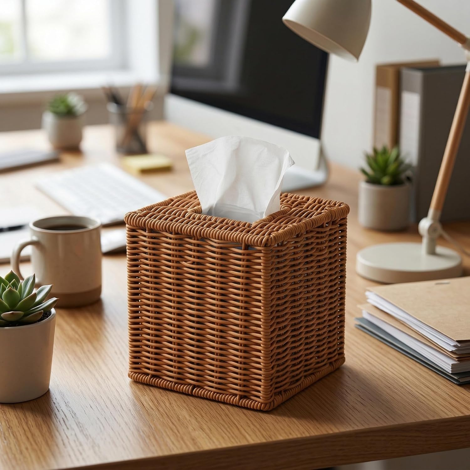 Square Rattan Tissue Box Cover
