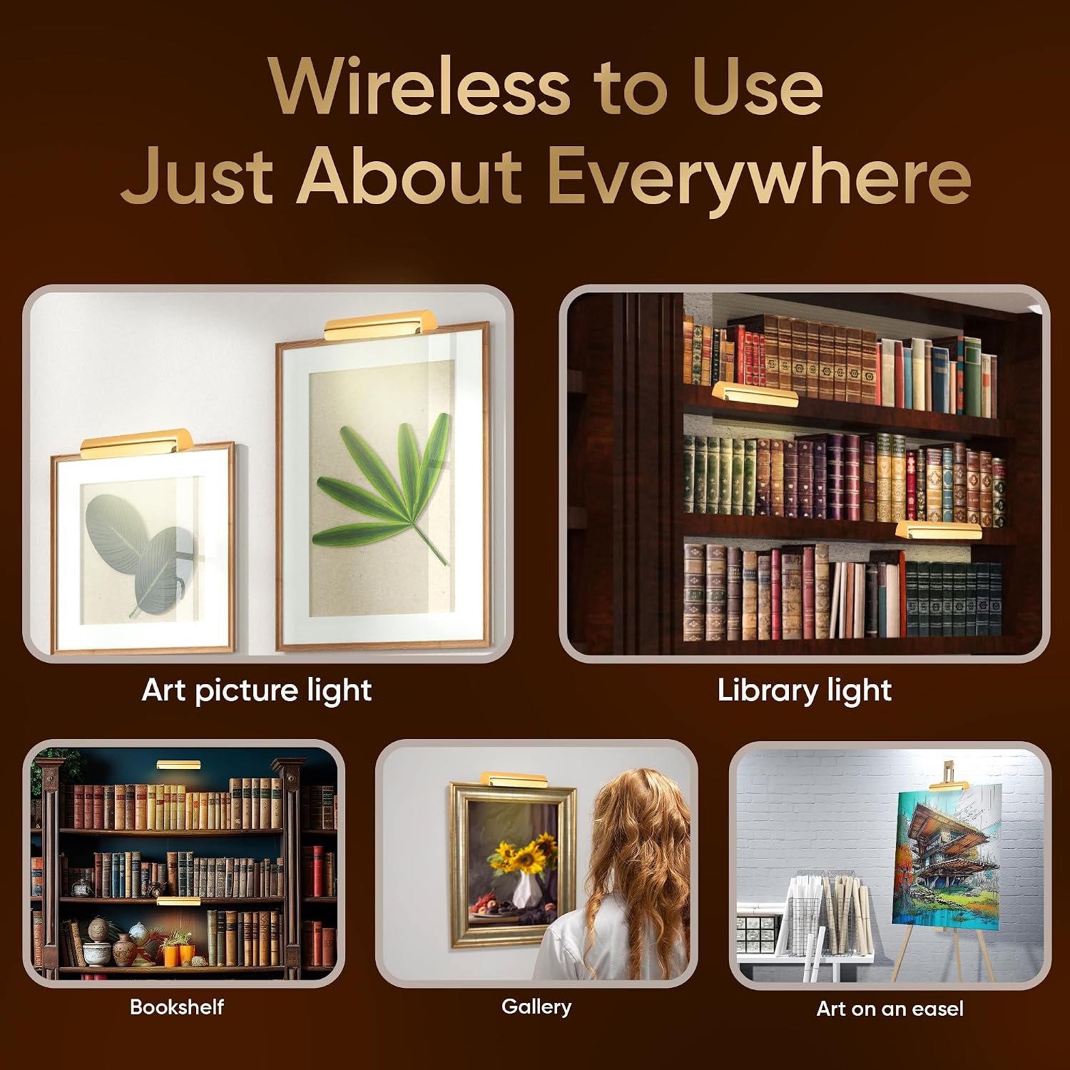 Concepdesigns Picture Light, Battery Operated Picture Light, Dimmable Wireless Picture Lights for Wall, Art Light