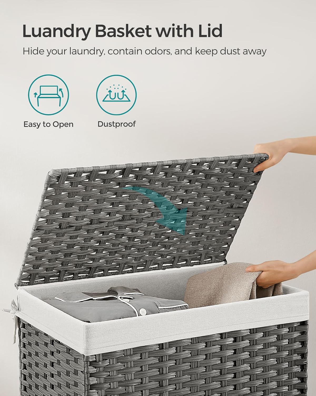 Metal Frame / Woven Blanket Storage Bin / 105 L / Gray