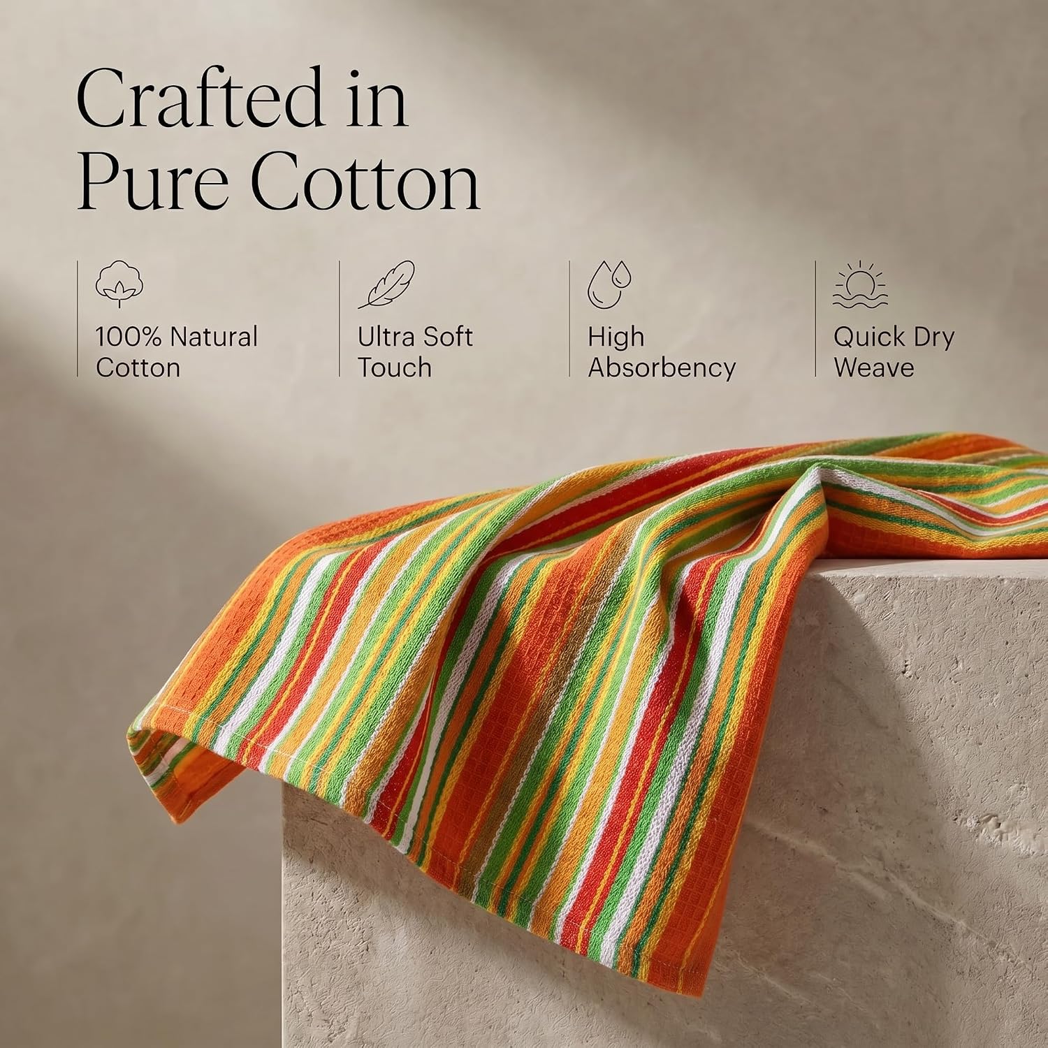 Urban Villa Kitchen Towels Cotton Dish Towels 20”x30” (Set of 8) Multi