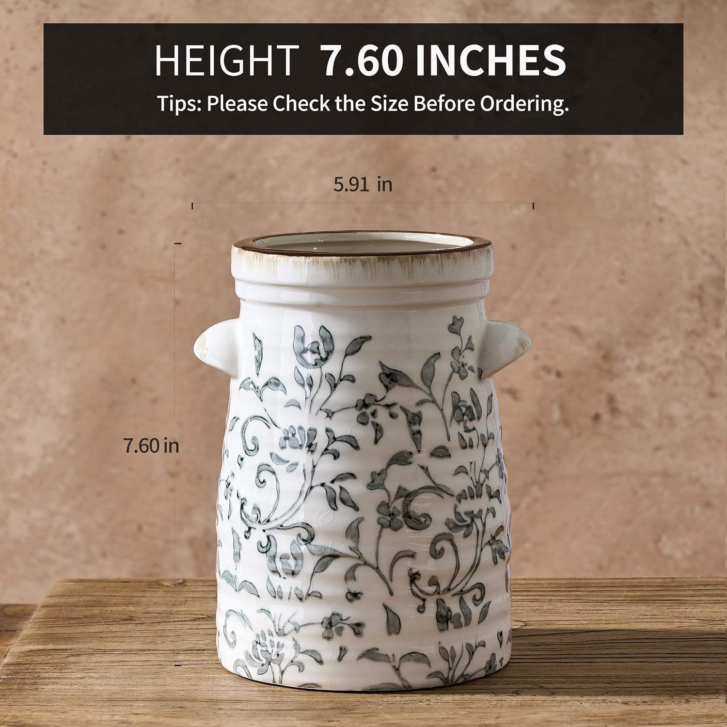 Rustic Farmhouse Vases / 17323l-gray and White / 8 Inch