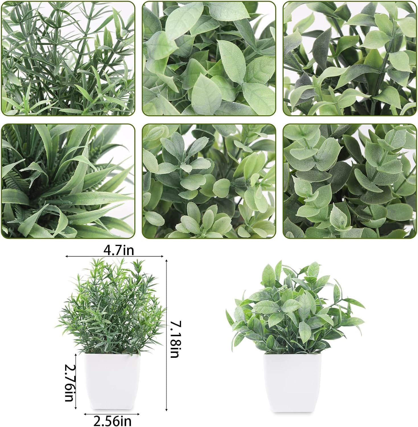 Fake Plants Small Artificial Plants Faux Plants Indoor / Grey / Set of 6