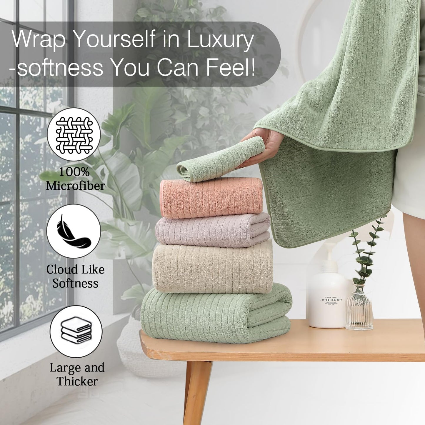 18 Piece Family Bath Towel Set Include 6 Bath Towels,6 Hand Towels and 6 Washcloths Soft Bathroom Towel with Hanging