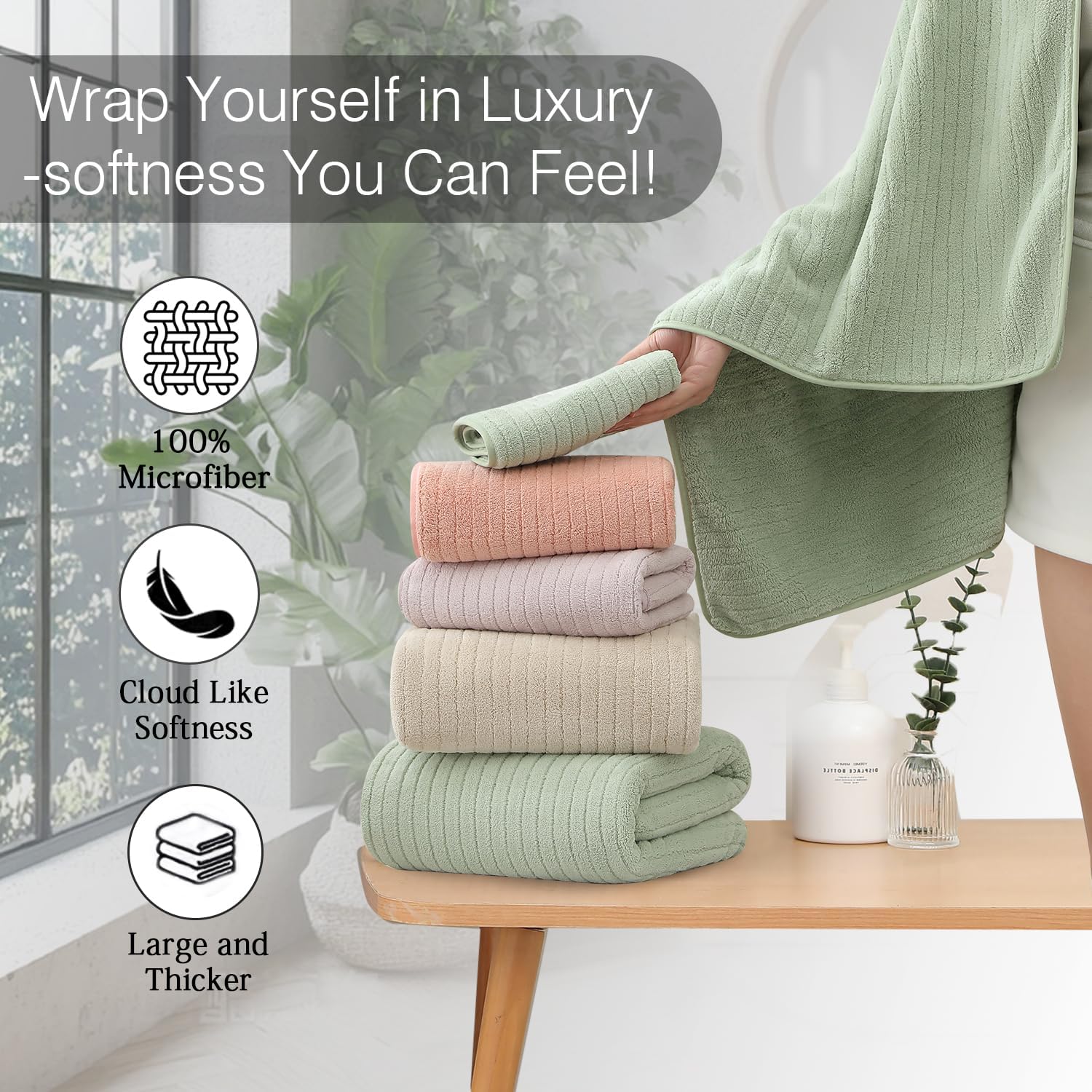 18 Piece Family Bath Towel Set Include 6 Bath Towels,6 Hand Towels and 6 Washcloths Soft Bathroom Towel with Hanging