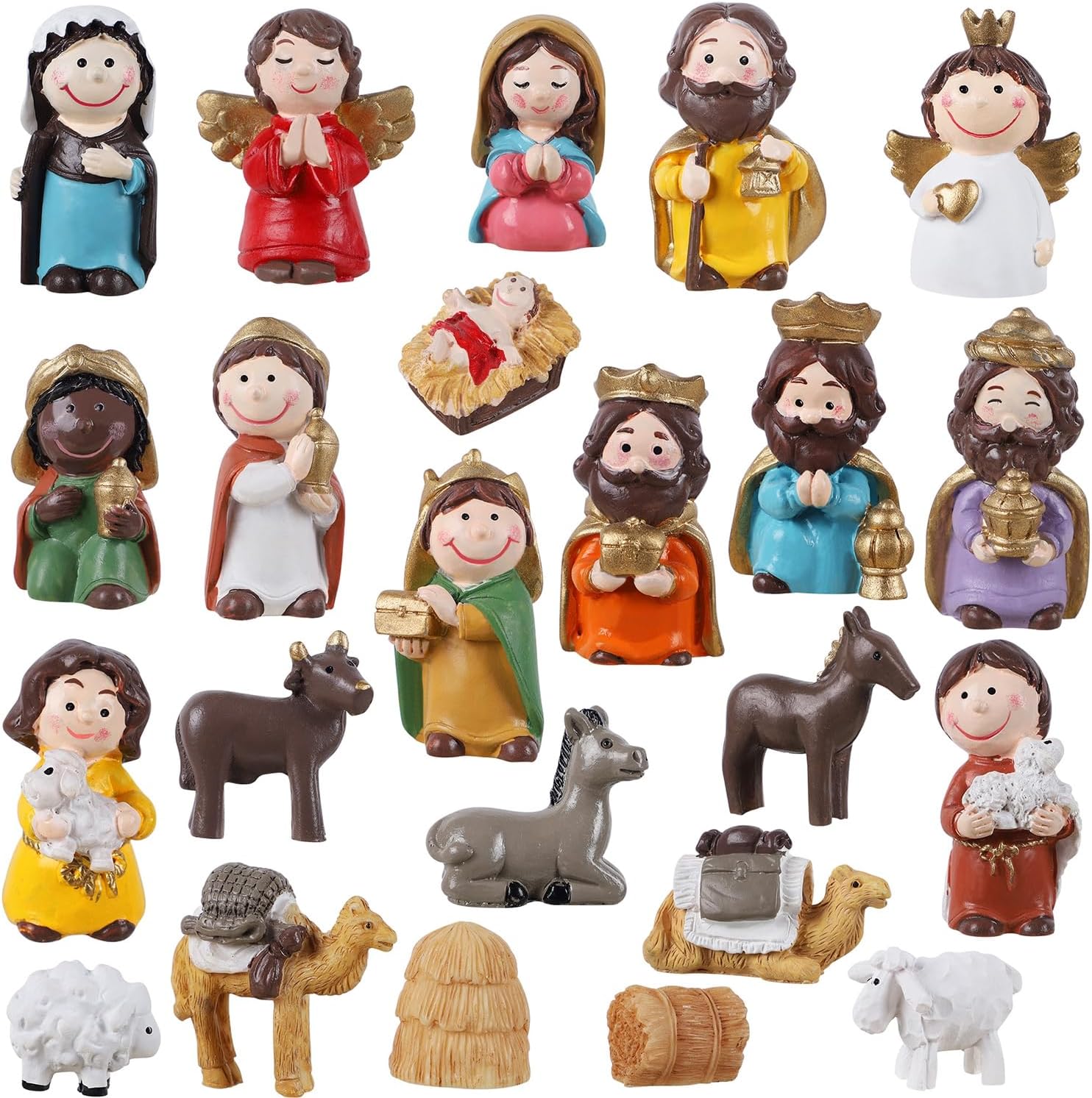 Juegoal Nativity Advent Calendar, Countdown to Christmas Advent Calendar with 24 Pieces Figures & 24 Drawers, Christian