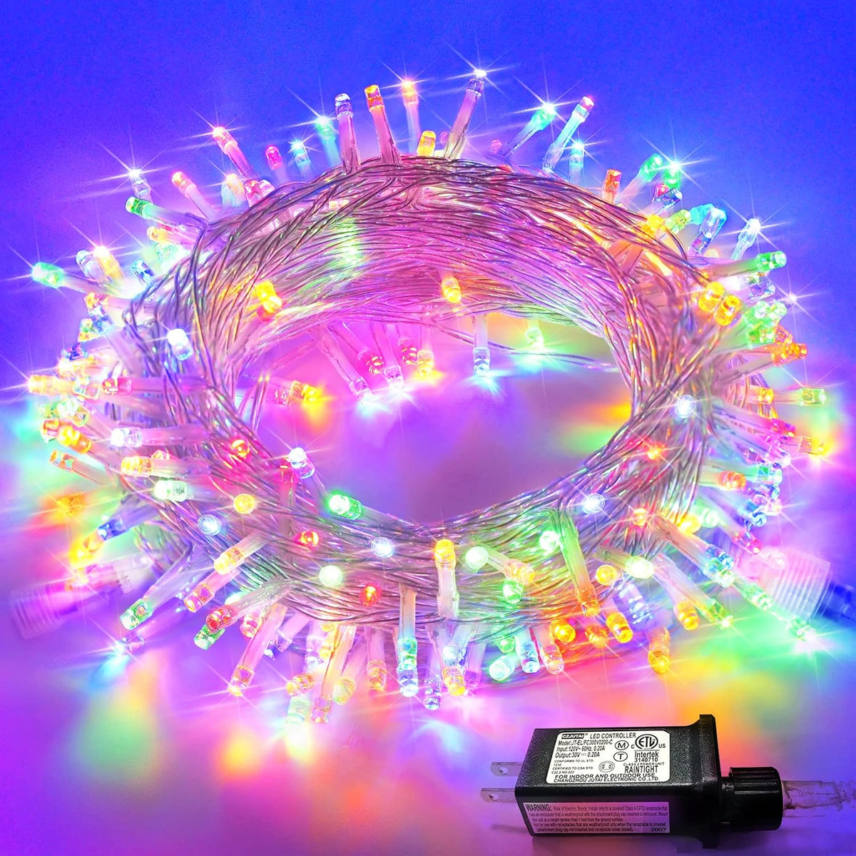JMEXSUSS Connectable 91.5ft 250 LED Multicolor Christmas Lights Indoor