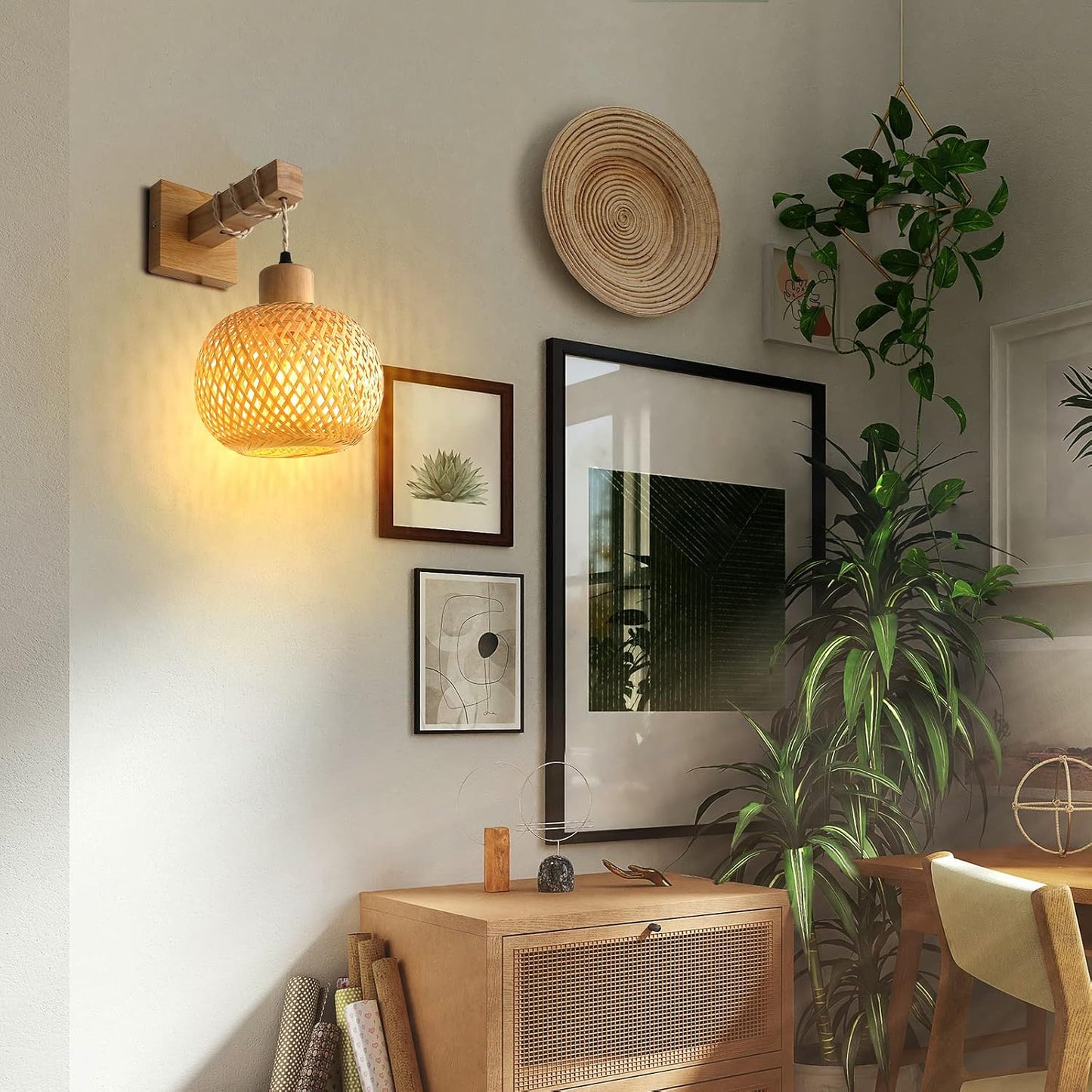 Rattan Wall Lamps / Farmhouse Wall Light