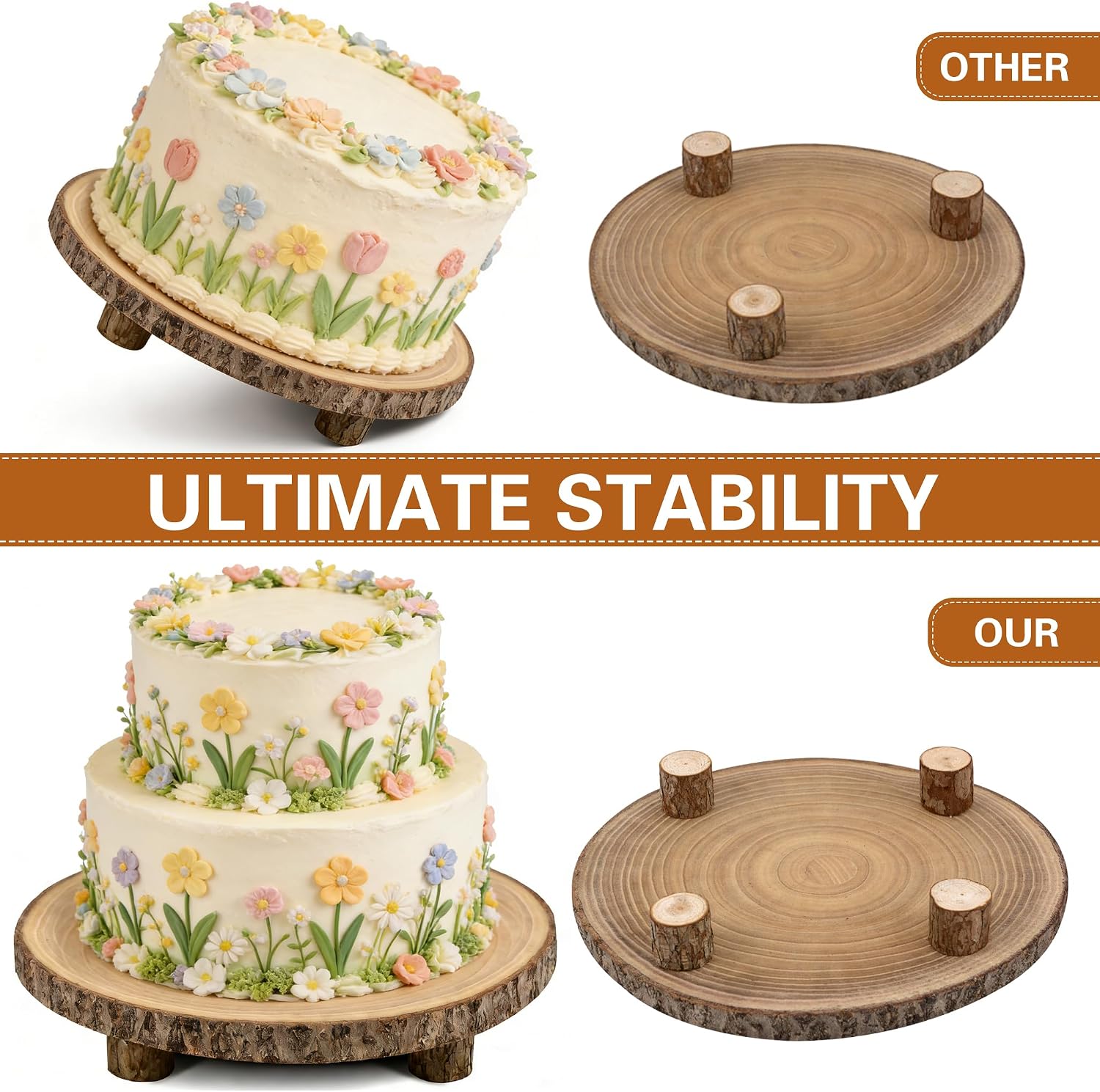 Wood Cake Stand / Natural / 11 Inch