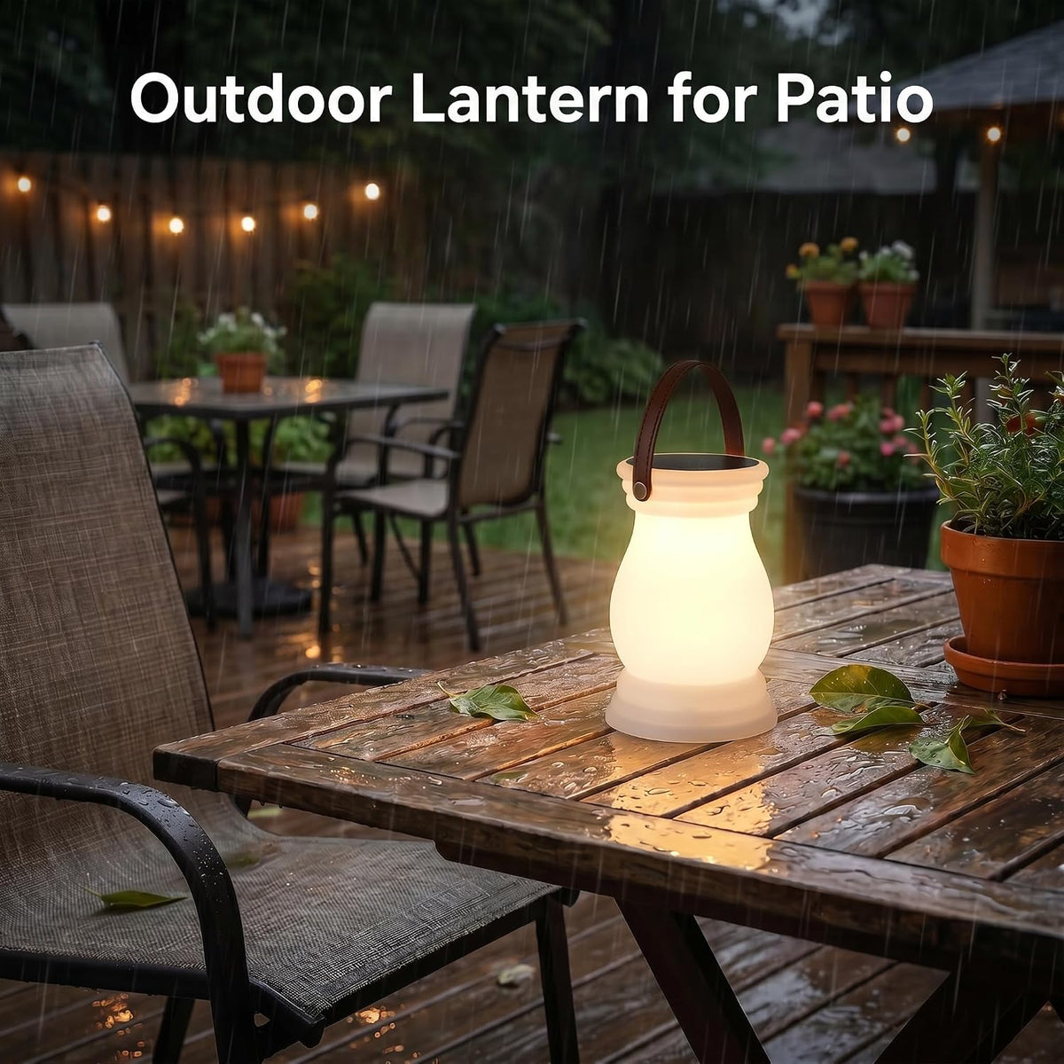 Outdoor Solar Table Lamp, Shower Mood Lamp, 2700K & Flame (2Pack) | Original Lantern Design, Cordless Portable