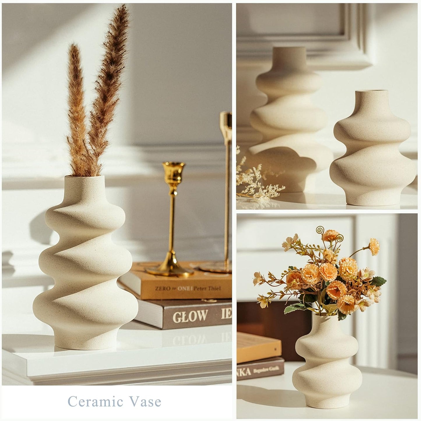Ceramic Vases Set 2 / Off White B / Small & Large Set