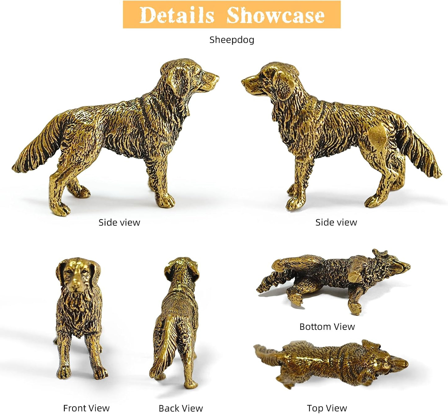 Small Brass Statue Decor / Dog / Set of 2