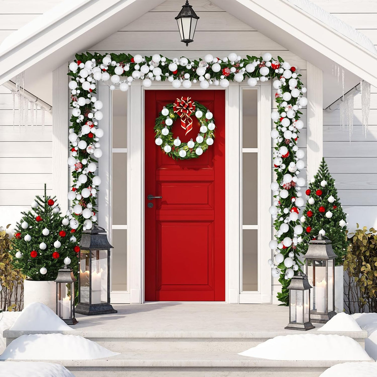 Geetery 29.5 Ft/350 Christmas Ball Garland Ball Ornament 3 Size Combo Christmas Bauble Garland Xmas Tree Bulb