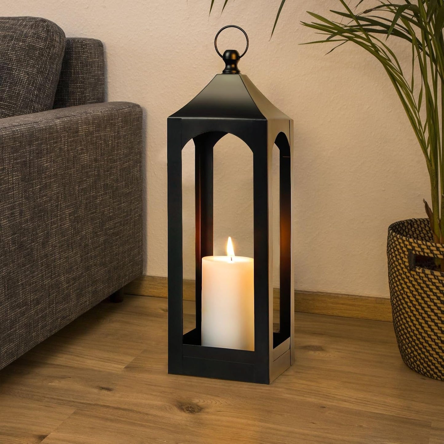 Modern Farmhouse Lantern Decor Metal Decorative Hanging Candle Lanterns | Ideal for Home Decor, Parties & Events, 21.2"