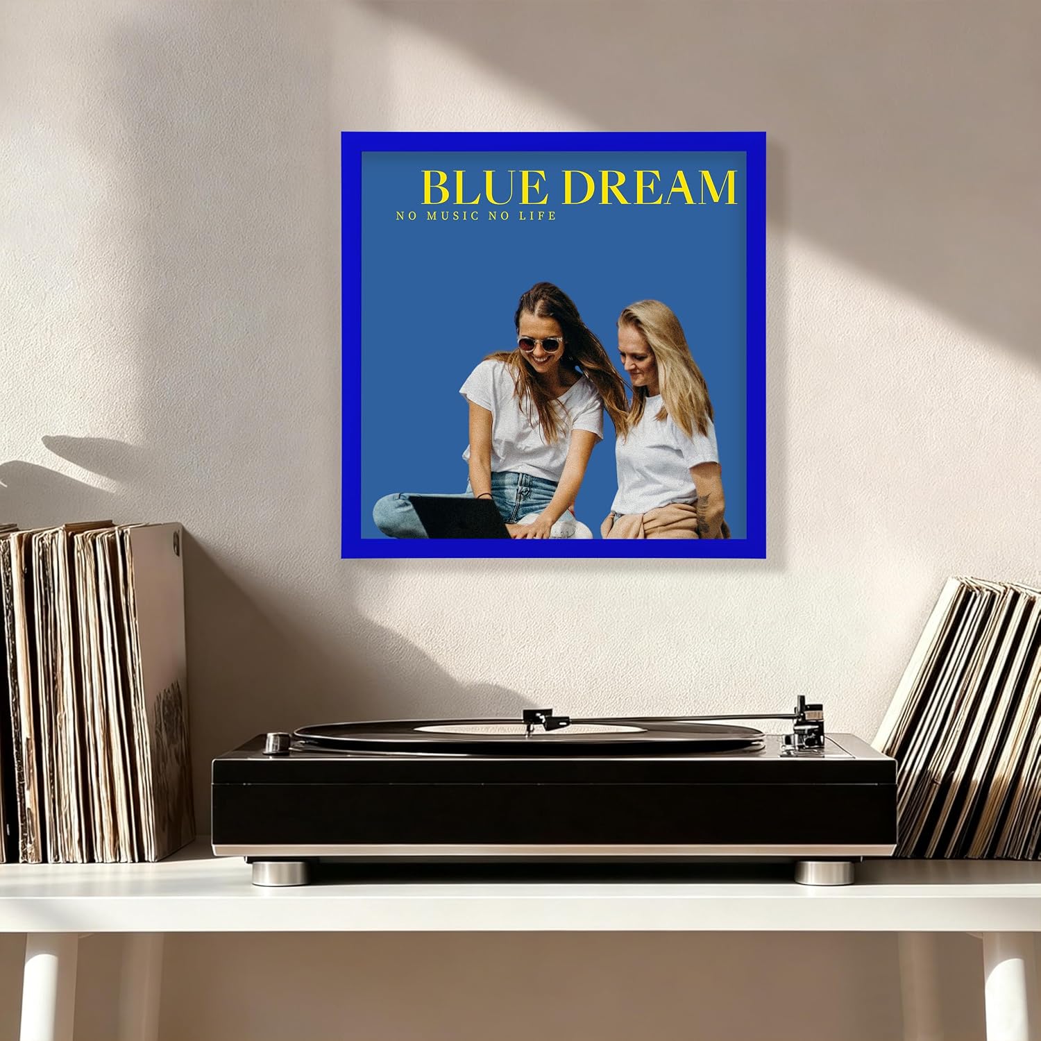 eletecpro Vinyl Record Frame, 12.5x12.5, Blue, 4 Pack | Fits 12x12 LP and Album Cover, Easy Wall Mount, Acrylic Cover