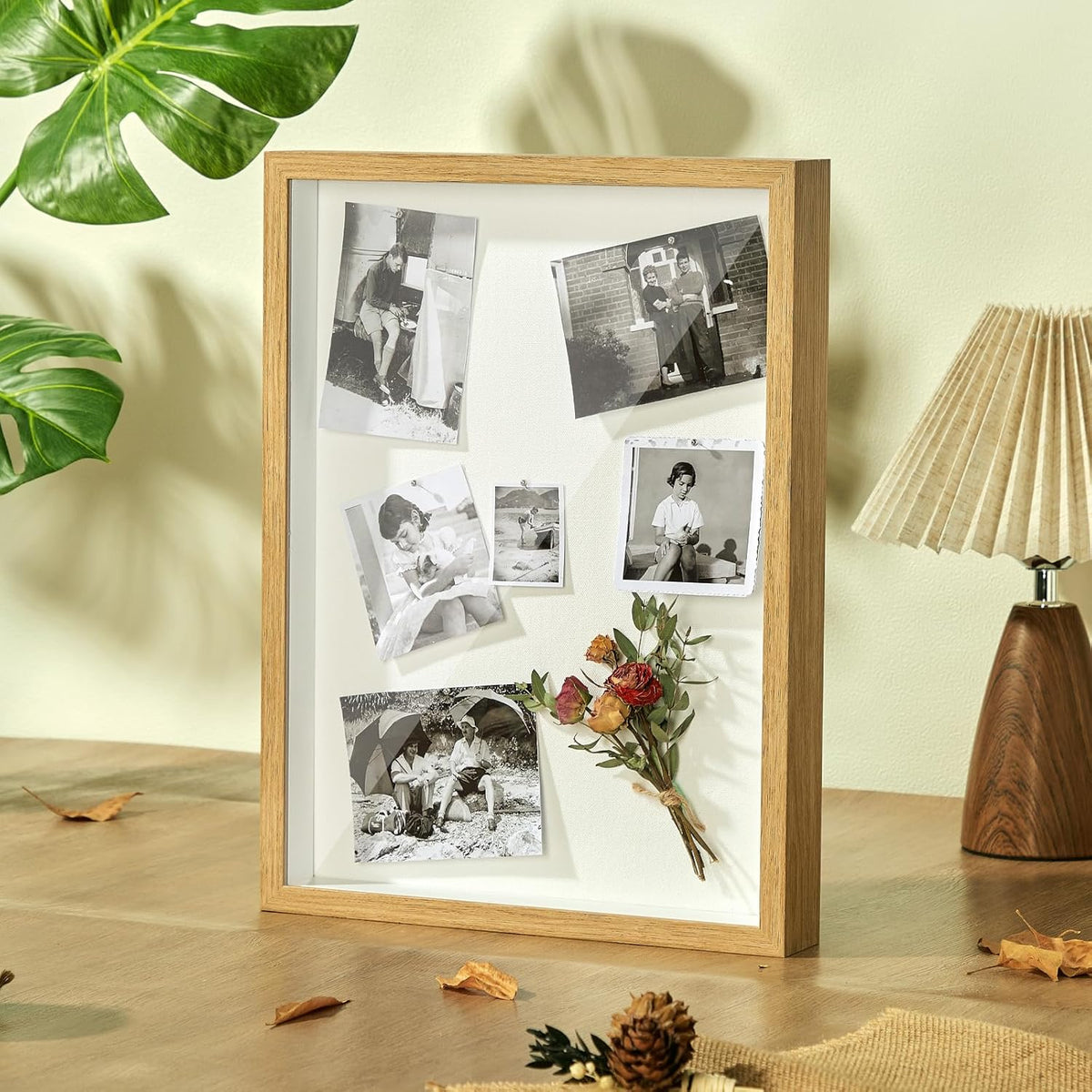 12x16 Large Shadow Box Frame with Thickened Acrylic Panel & Pins | With Linen Back, Deep 1.7" Wood Shadow Box Display