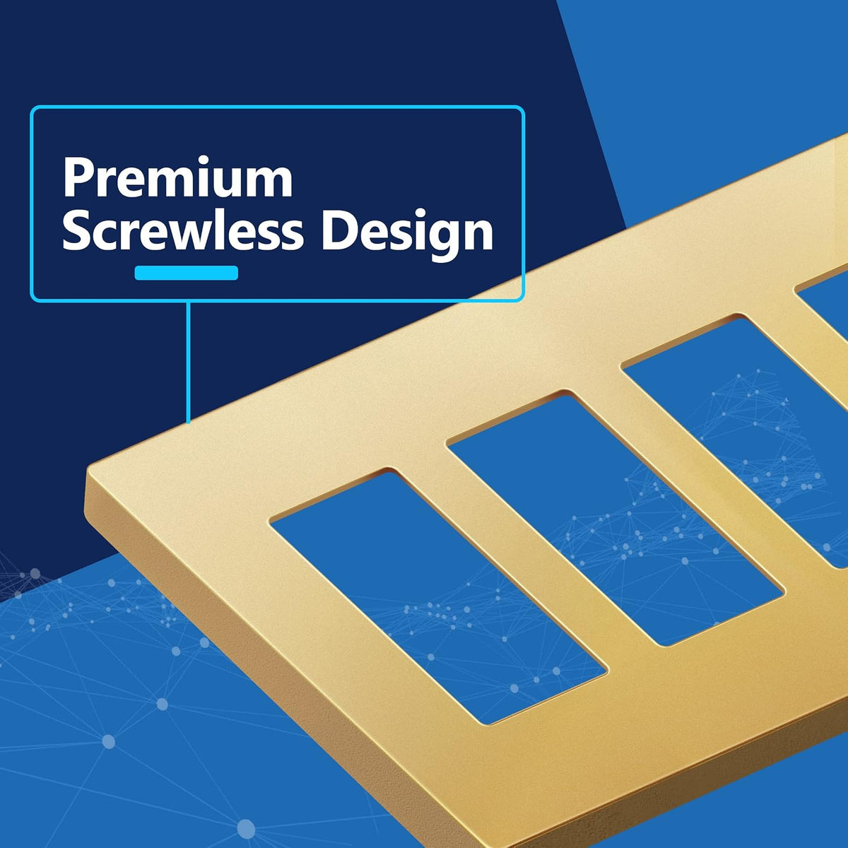 LIDER Decorator Switch Cover, Screwless Wall Plate, Mid-Size 4-Gang, 2-Pack | Matte Gold, Polycarbonate Thermoplastic