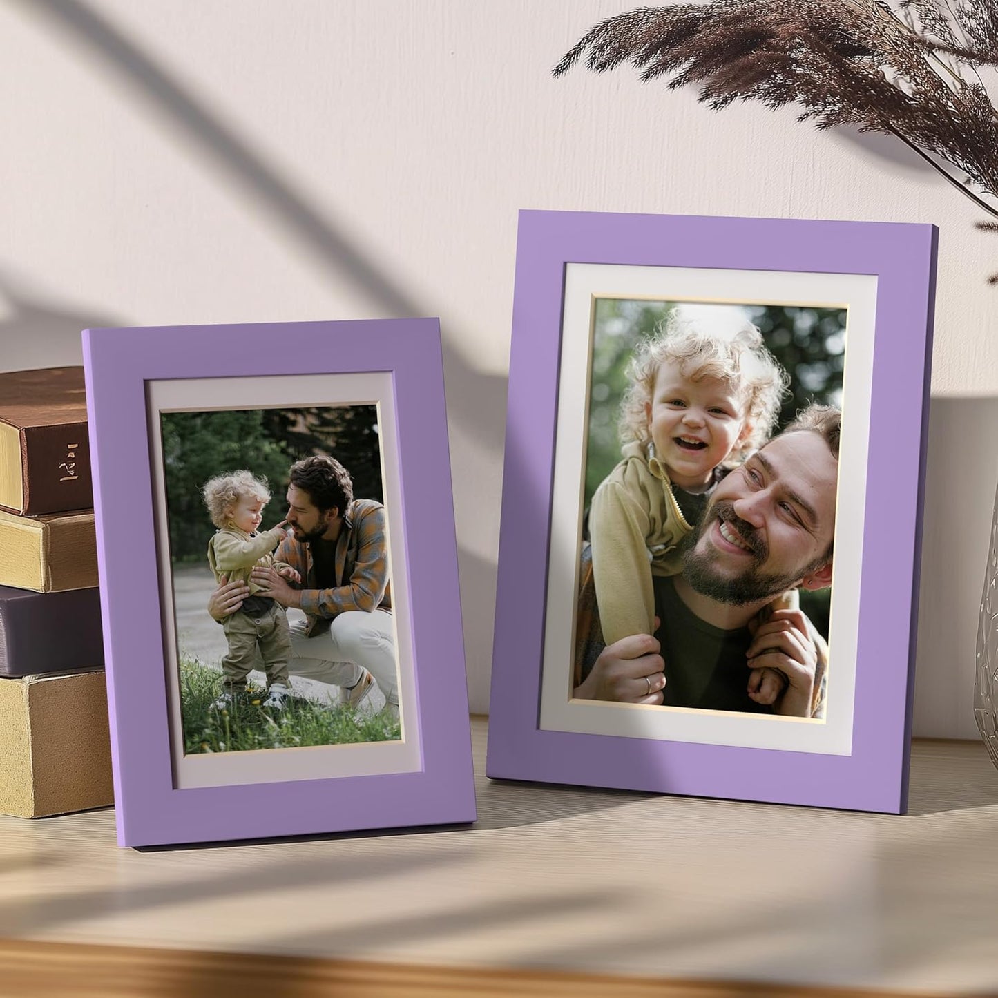 eletecpro 5x7 Picture Frames, Acrylic Cover, Purple, Set of 10 | Display Photo 4x6 with Mat or 5x7 without, Horizontal