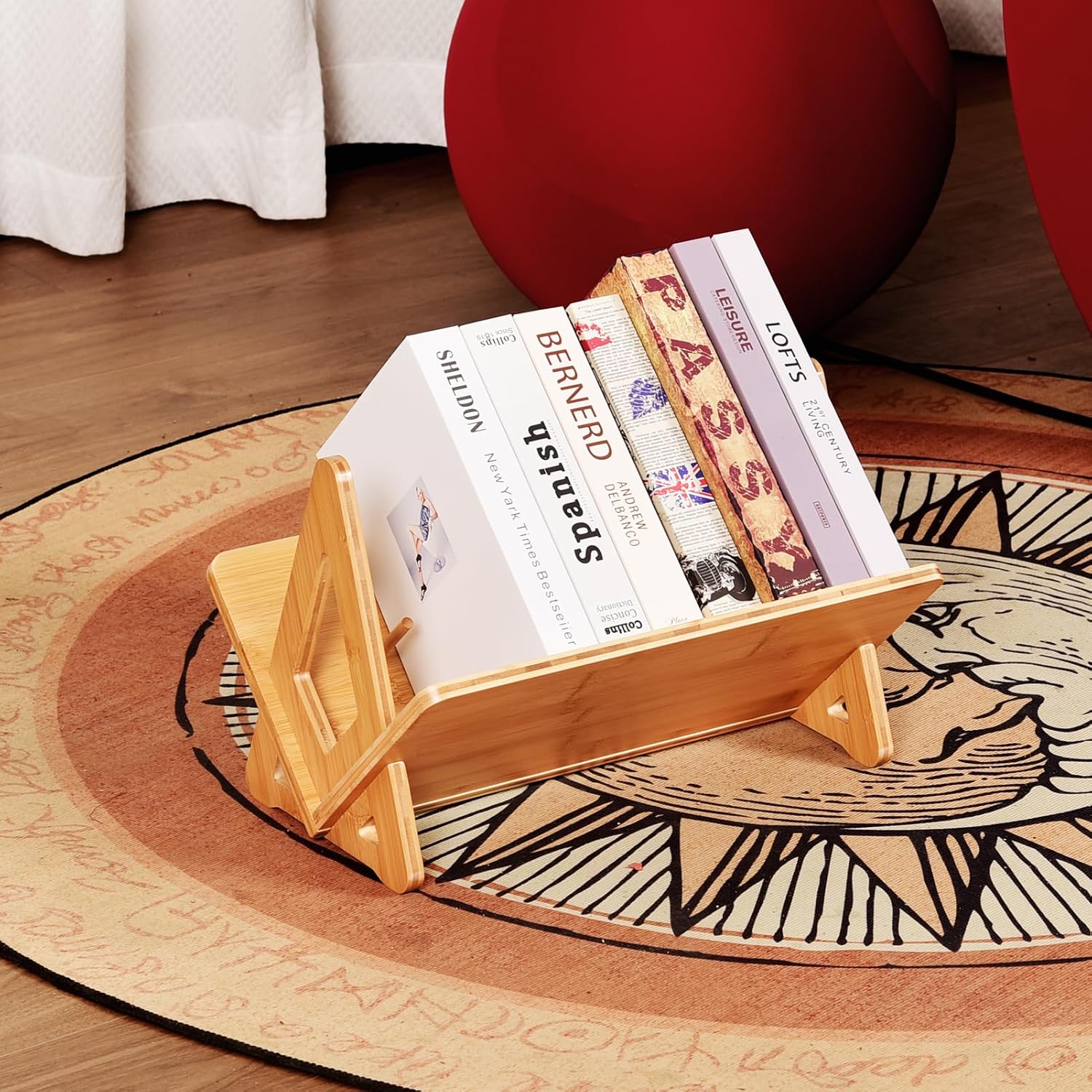 Bamboo Vinyl Record Holder 80-100 LP Record Stand, Quick Assembly Record Storage, Modern Design Organizer for Magazine