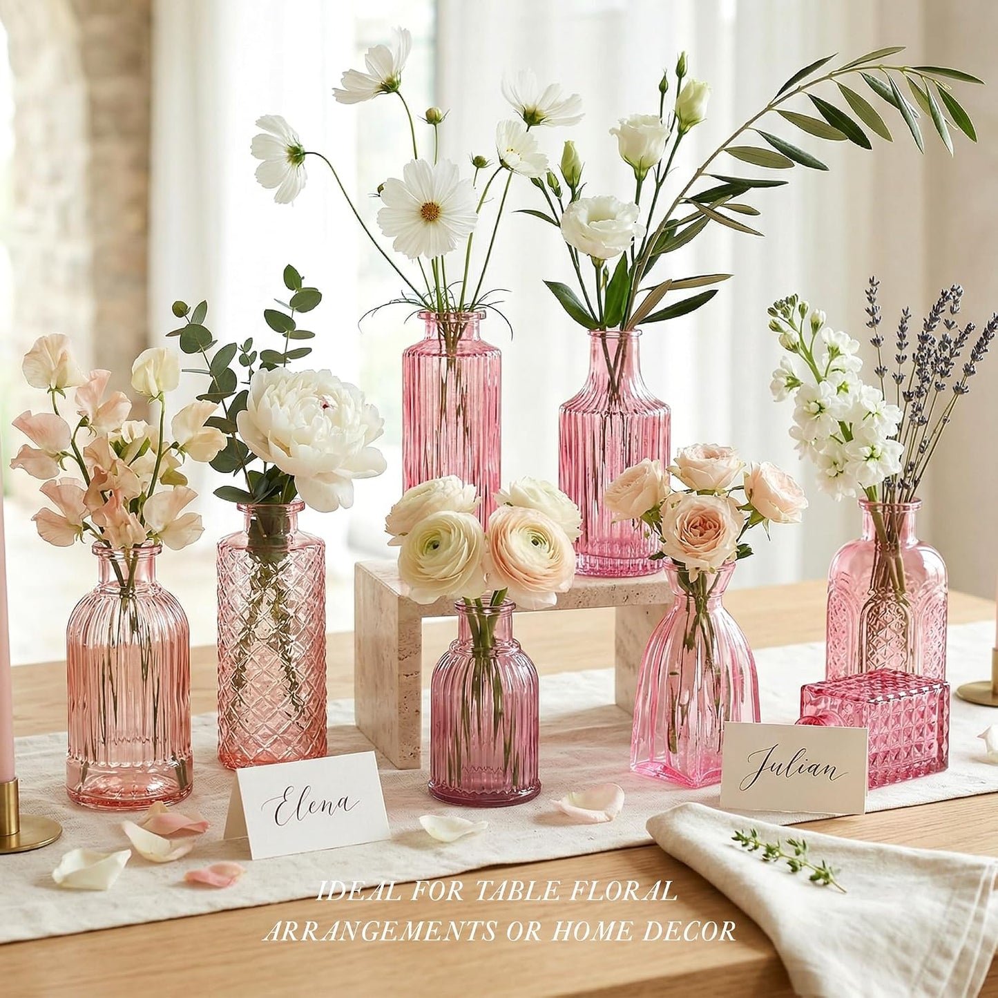 Pink Glass Bud Vases / Pink Series / Set of 30