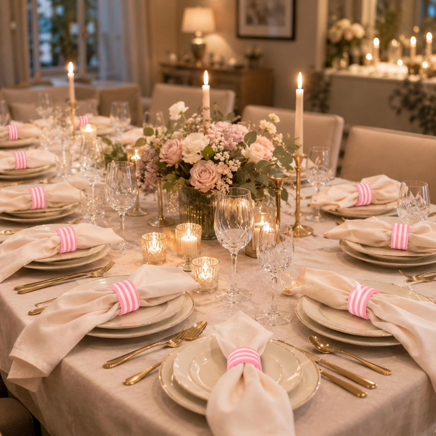 Pink Resin Napkin Rings for Weddings, Set of 12 | Epoxy resin, elegant pink finish, 2x2x1 in., cloth napkin compatible