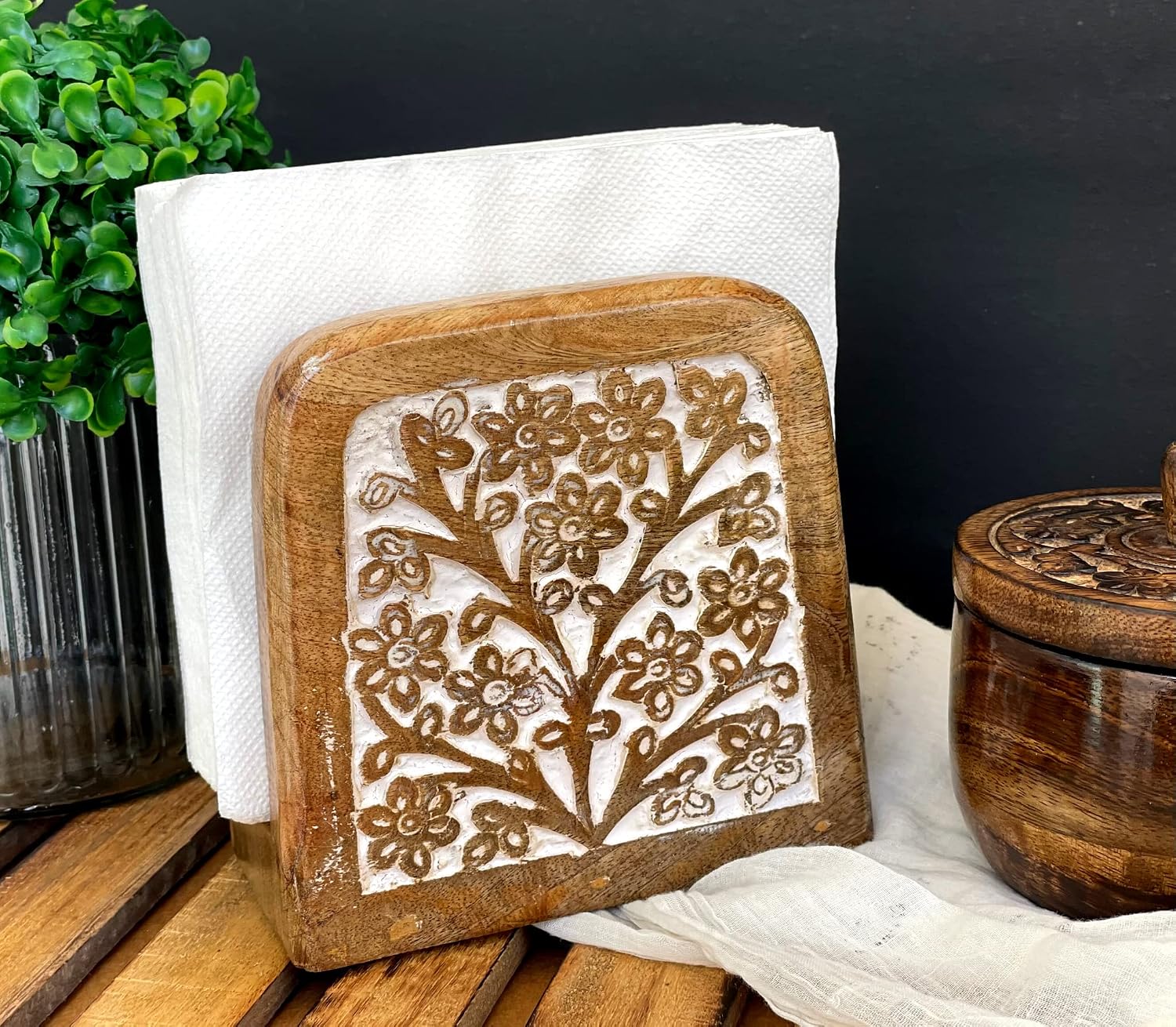 Boho Paper Napkin Holders / White