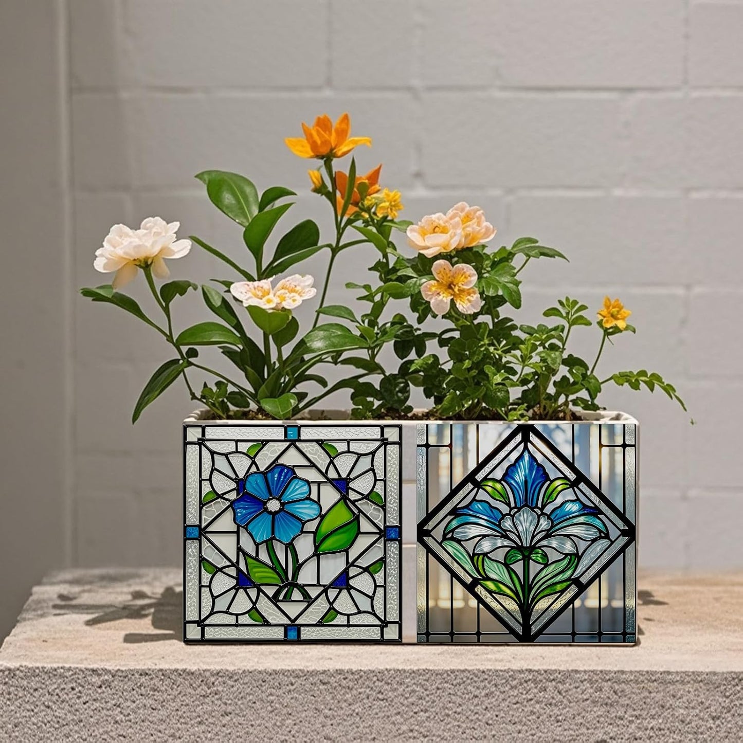 9 Style Wall Stickers Pattern Peel and Stick Wall Tile Sticker / Blue and White Flowers / Set of 36