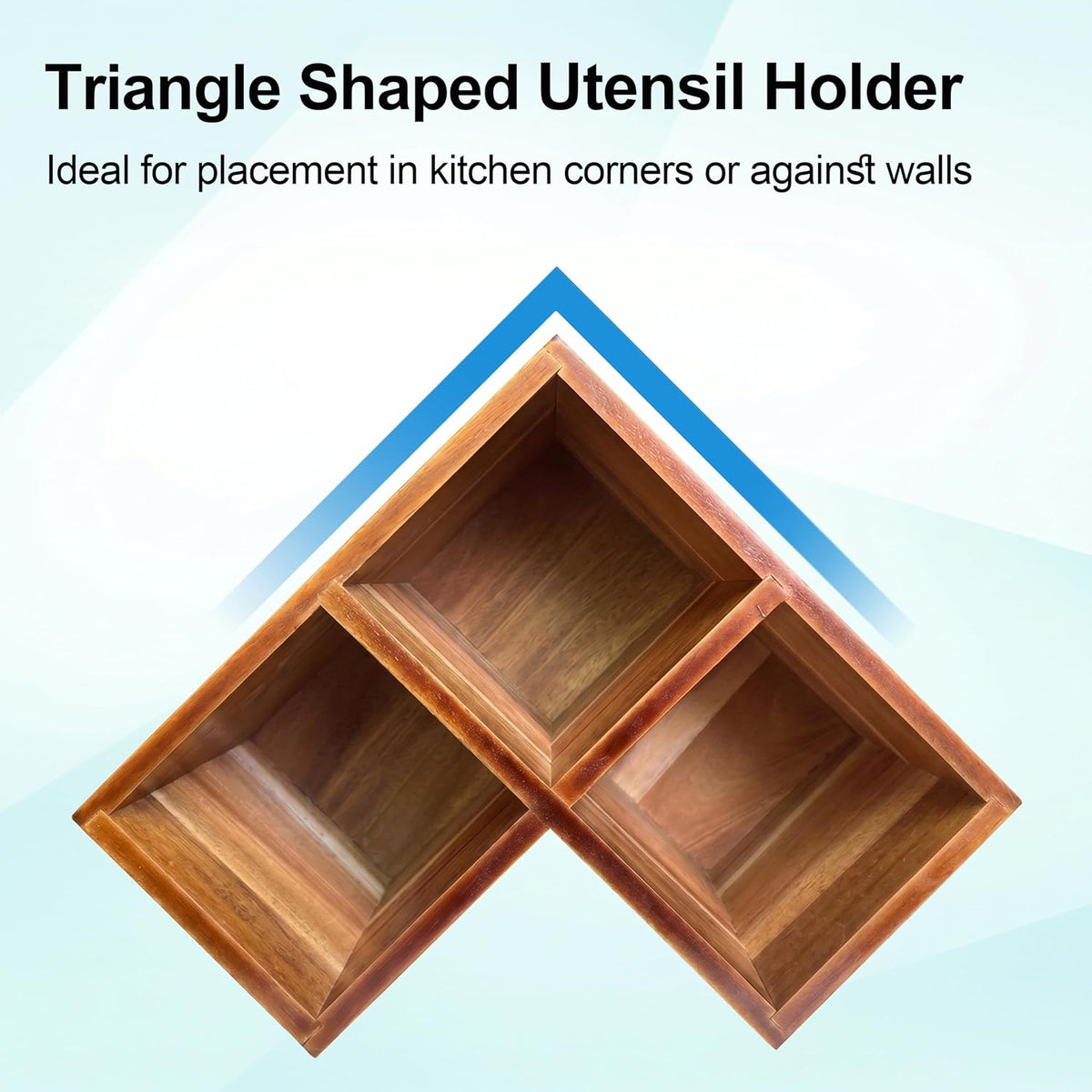 ZUJJAFY Utensil Holder, Corner Utensil Holder for Kitchen Counter, Acacia Wood Kitchen Utensil Holder for Countertop