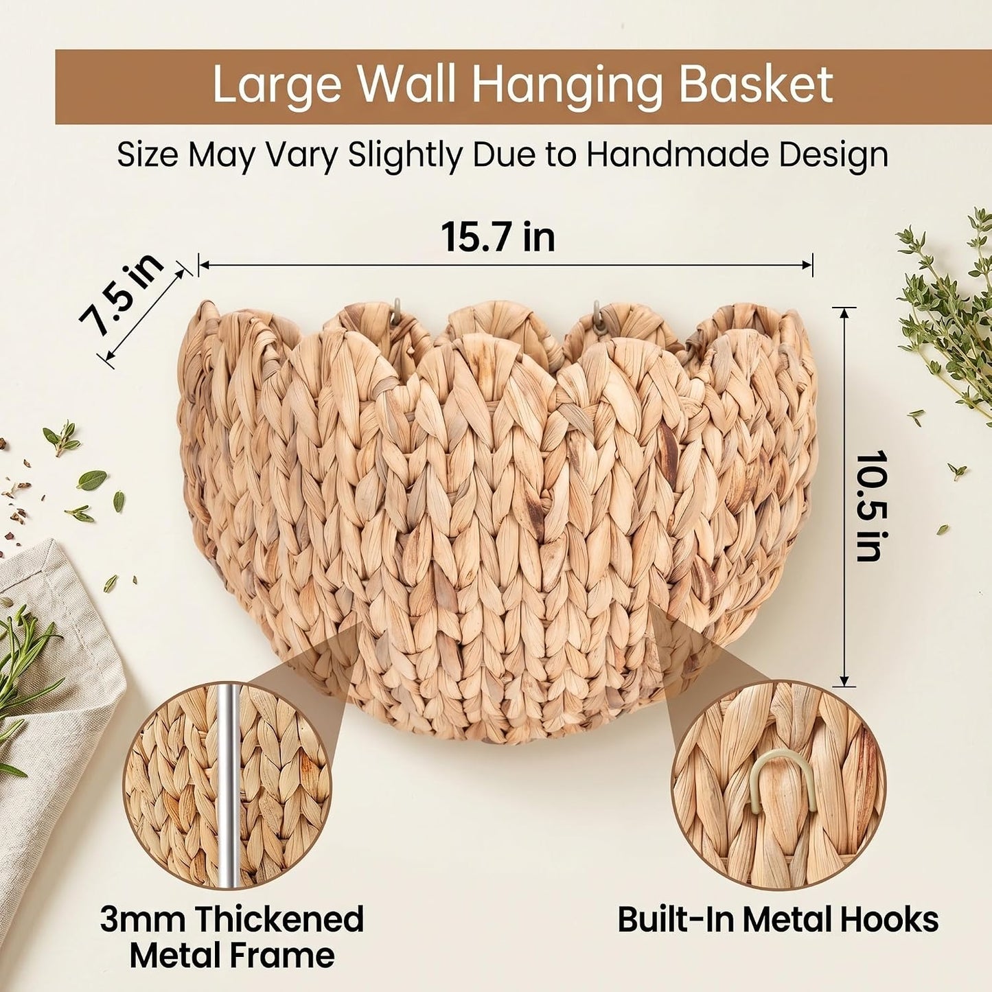 Scalloped Wall Baskets / Water Hyacinth Woven Wall Planter