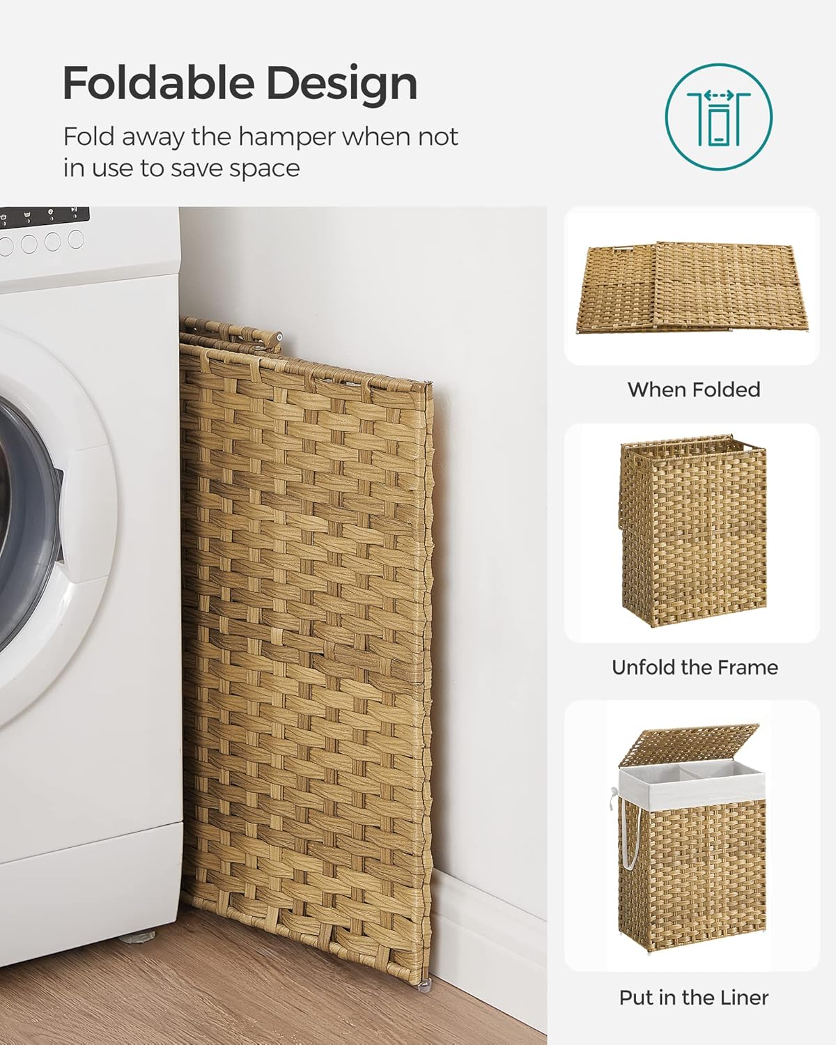 Wicker Laundry Basket / Natural / 90 L