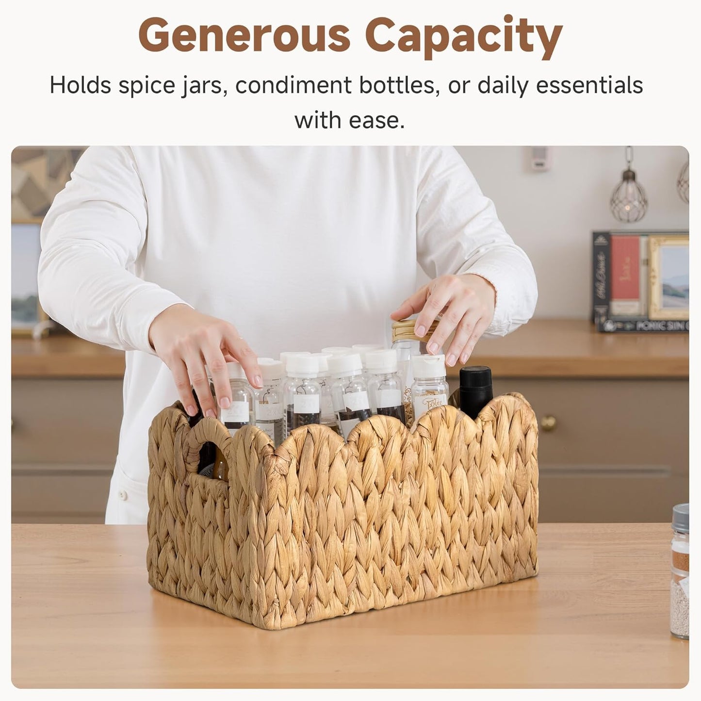 Scalloped Baskets / Hand-woven Rattan Baskets / Water Hyacinth