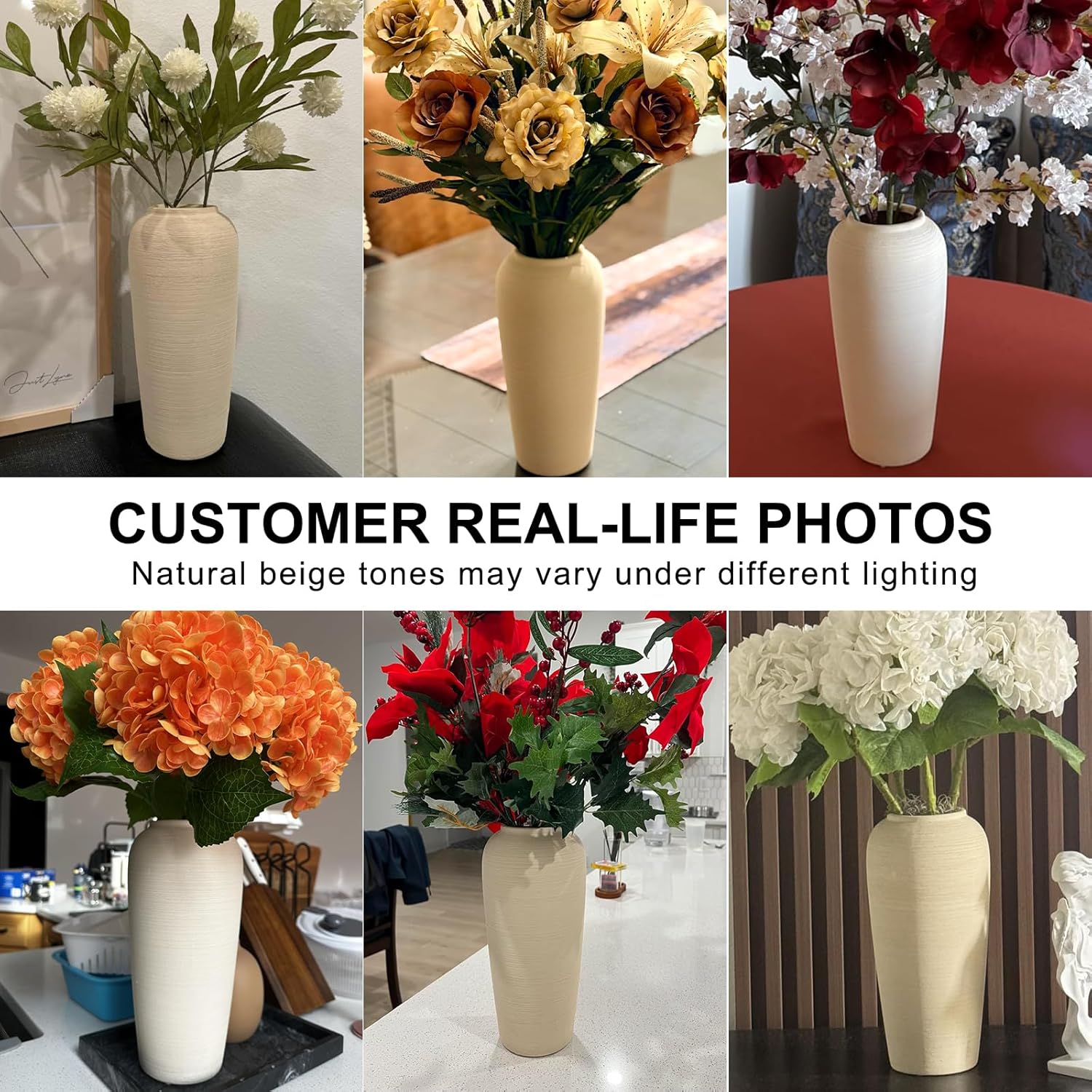 Cream Ceramic Vase / 12 Inch-tall-cream / 12 Inch