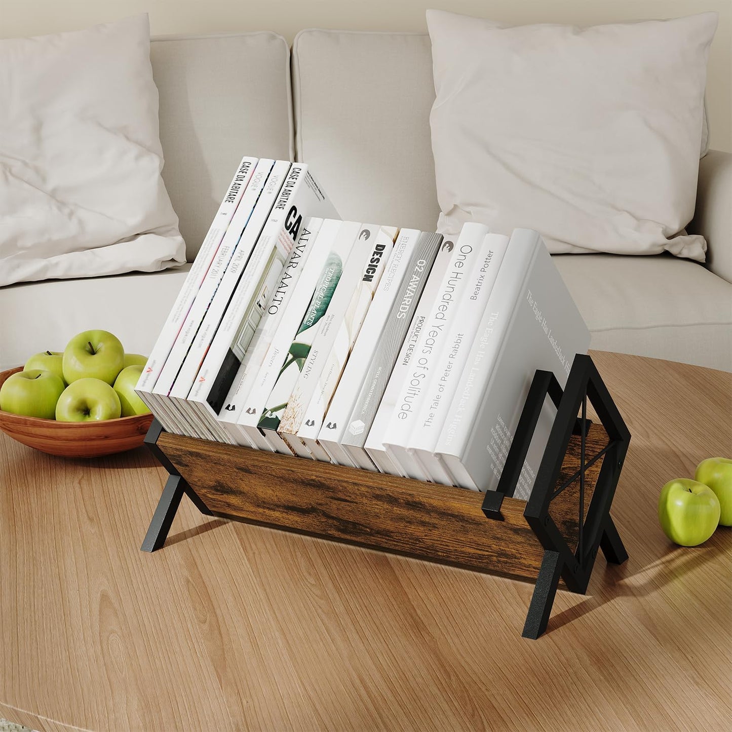 YINMIT Wood Desktop Bookshelf, Retro Tabletop Bookshelf, Desk Shelf for Top of Desk in Living Room, Home, Office