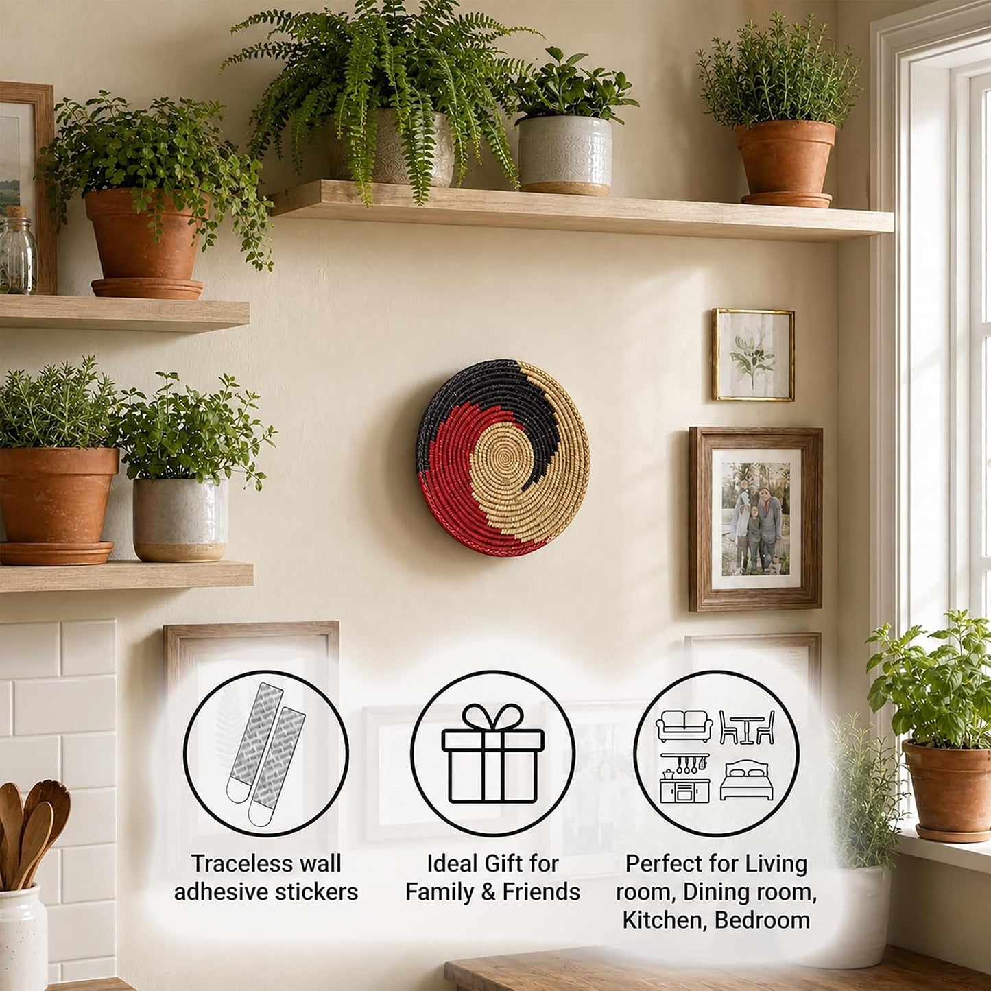 Grain Wares Boho Wall Basket Decor / The Swirl / 13 Inch