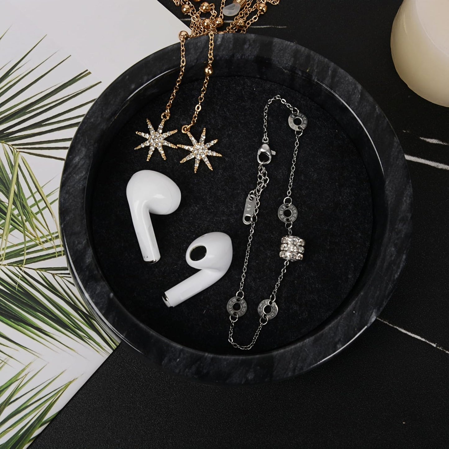 Small Round Marble Tray / Black / 4.8 Inch