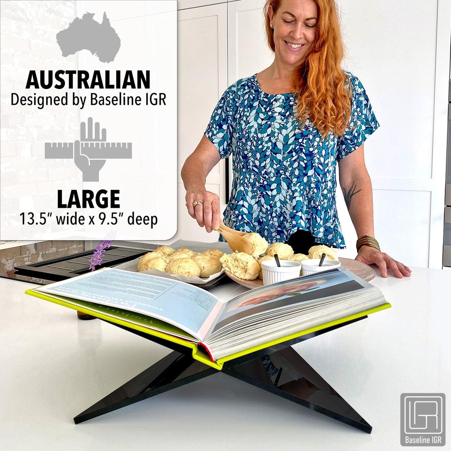 Large Black Acrylic Book Stand, 12.5" x 9.5" x 5.5”, Acrylic Book Holder, Open Bookstand for Display and Reading