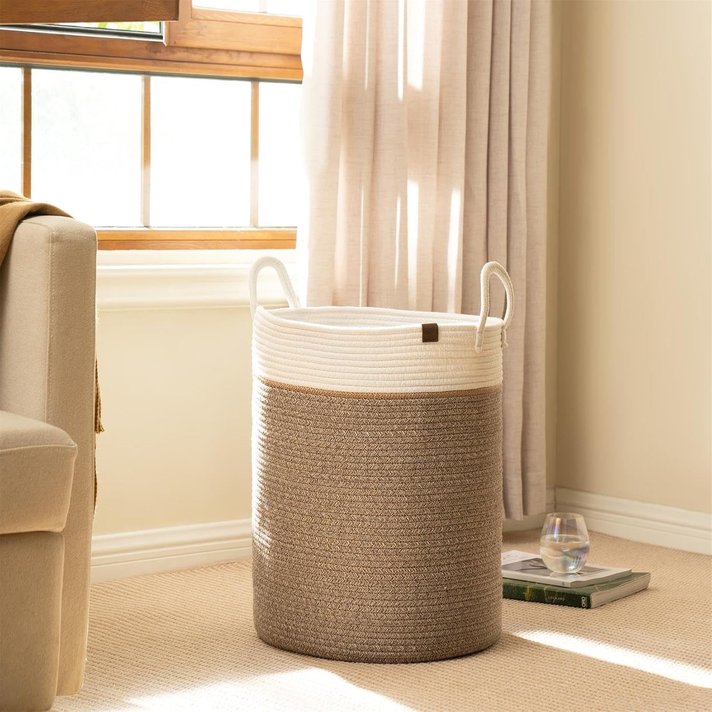 Woven Basket Rope Storage Baskets / Mocha / L