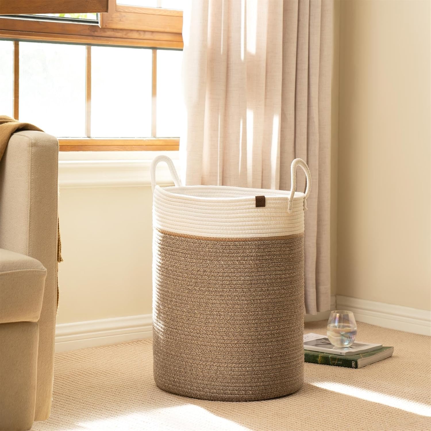 Woven Basket Rope Storage Baskets / Mocha / L
